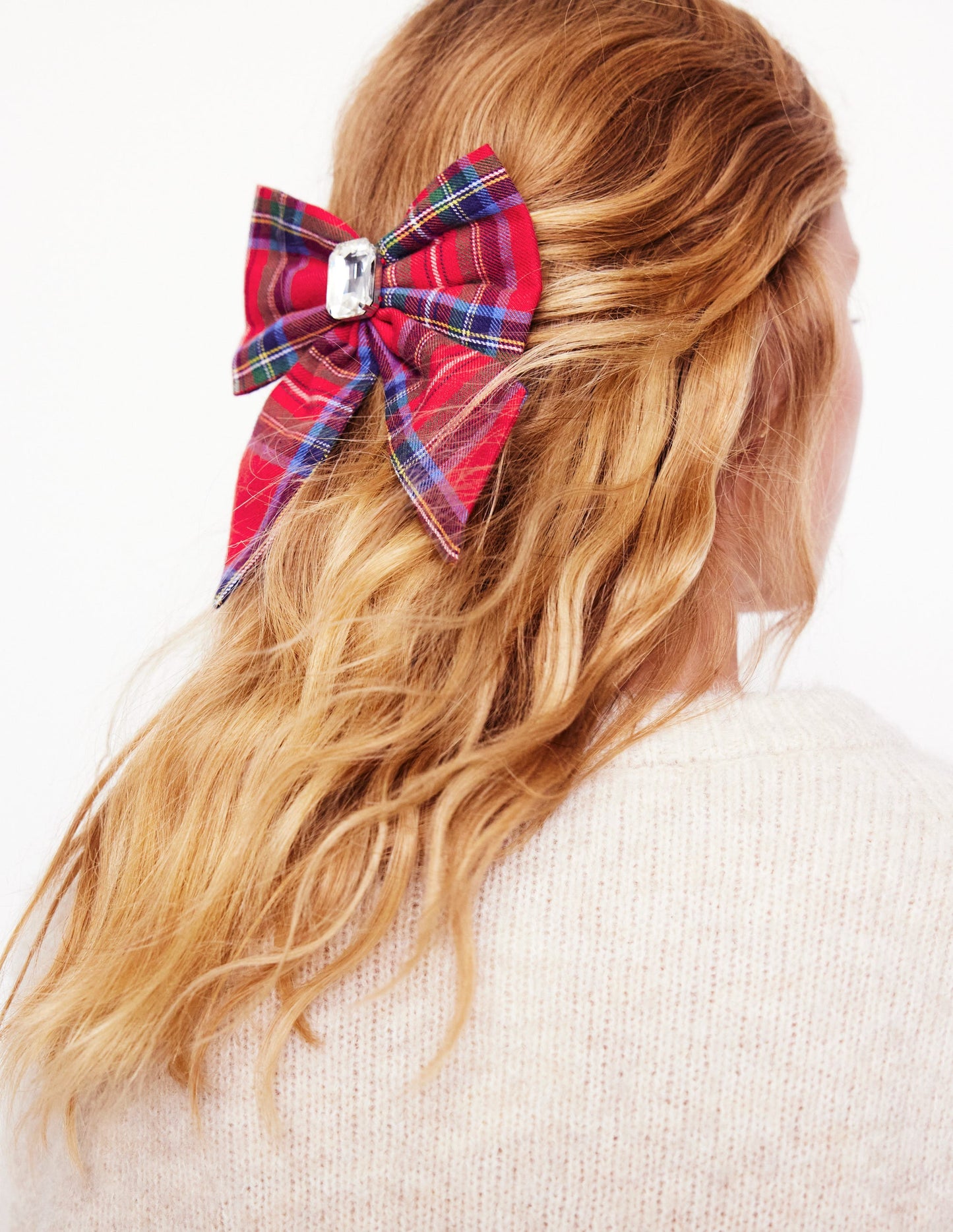 Hair Bow-Red and Blue Check