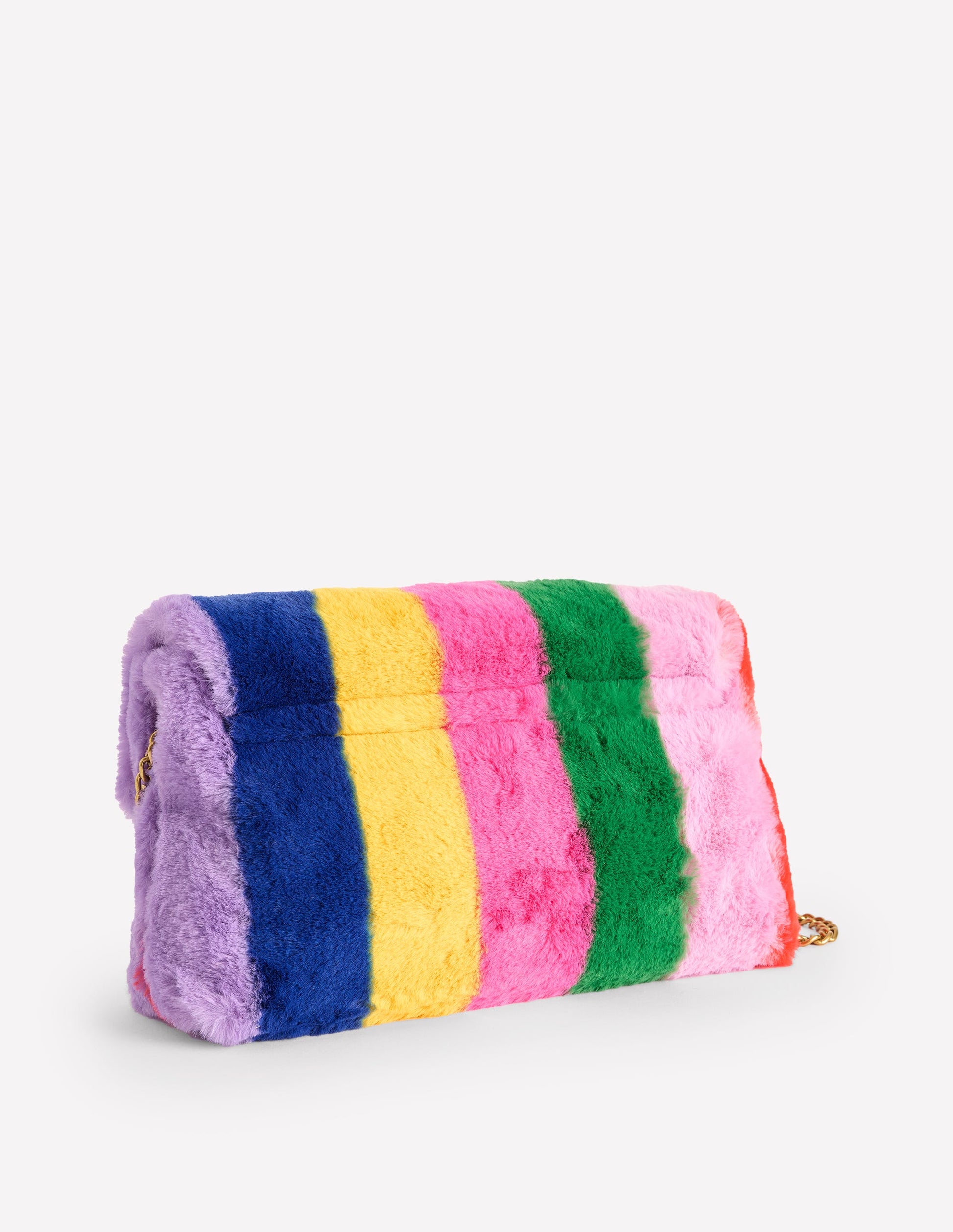 Stripe Faux Fur Bag-Multi-3