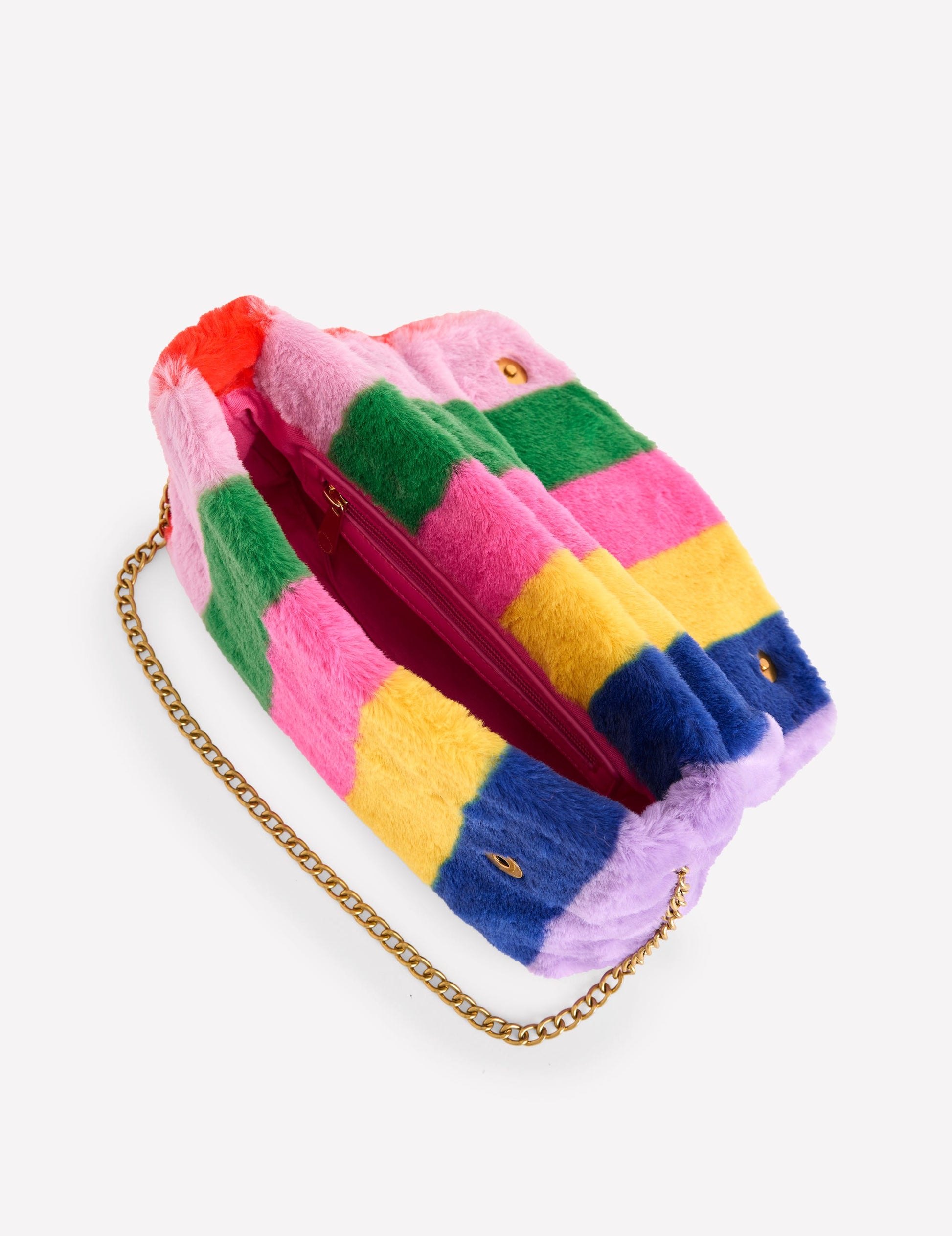 Stripe Faux Fur Bag-Multi-4