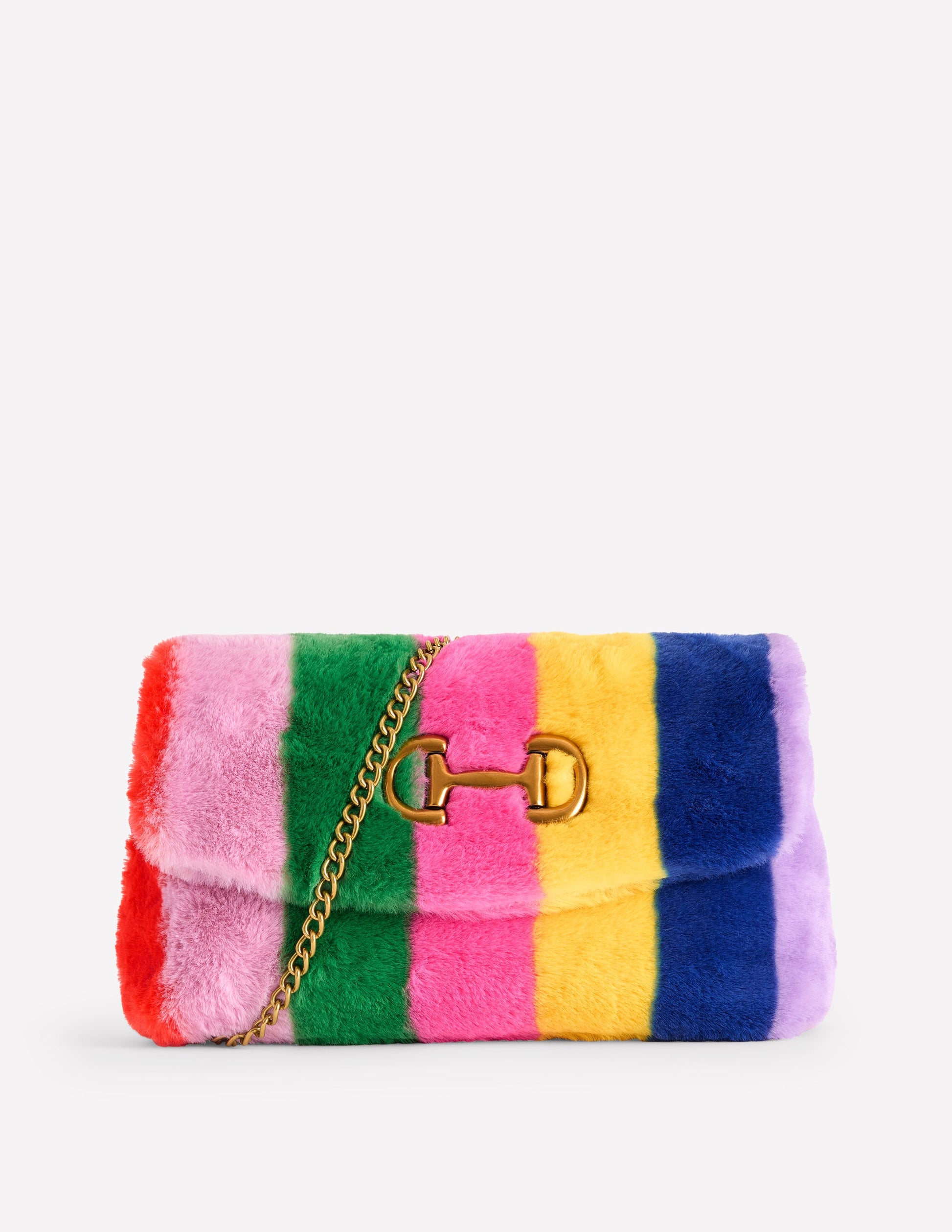 Stripe Faux Fur Bag-Multi-2