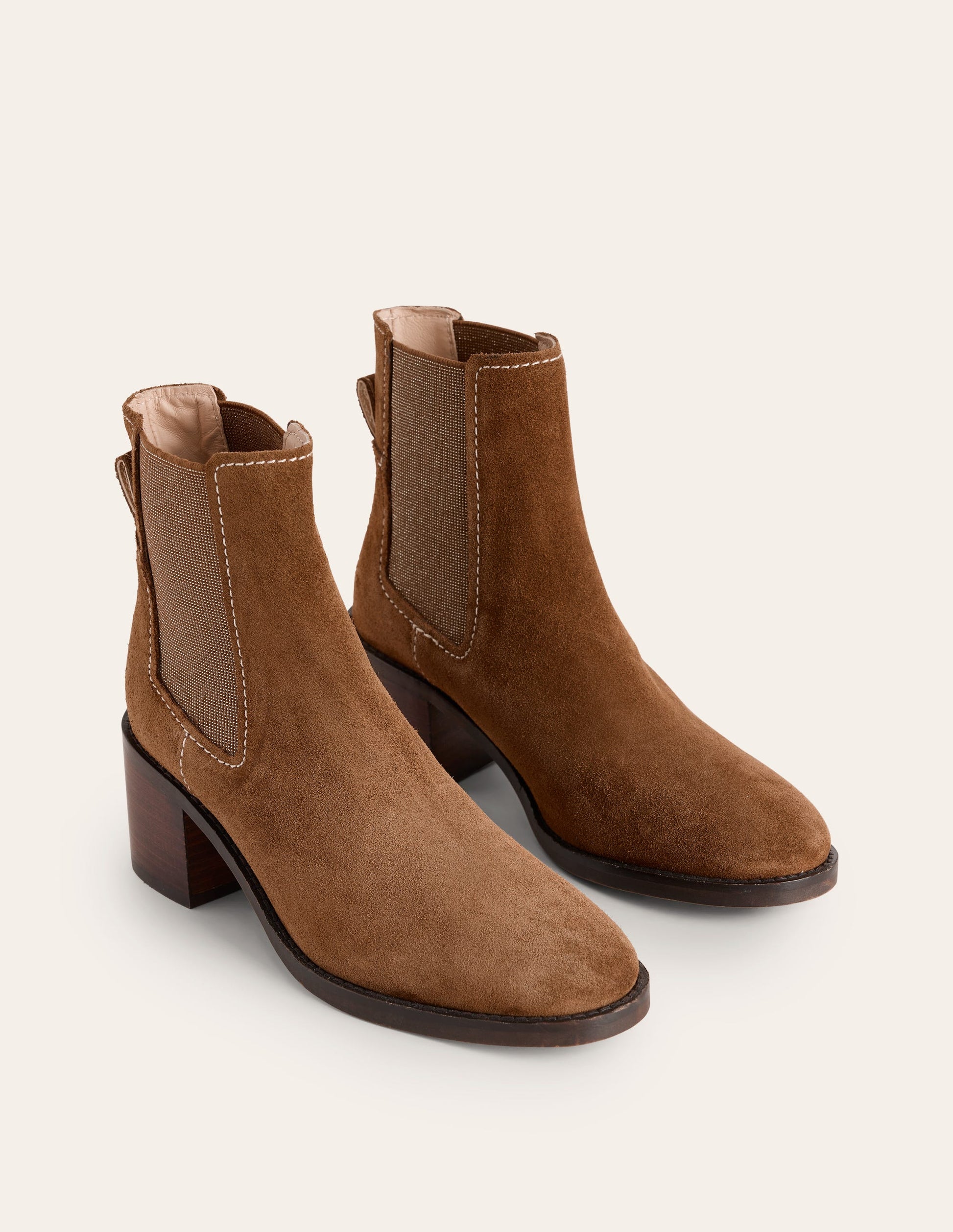 Chelsea Block Heel Boots-Tan-3