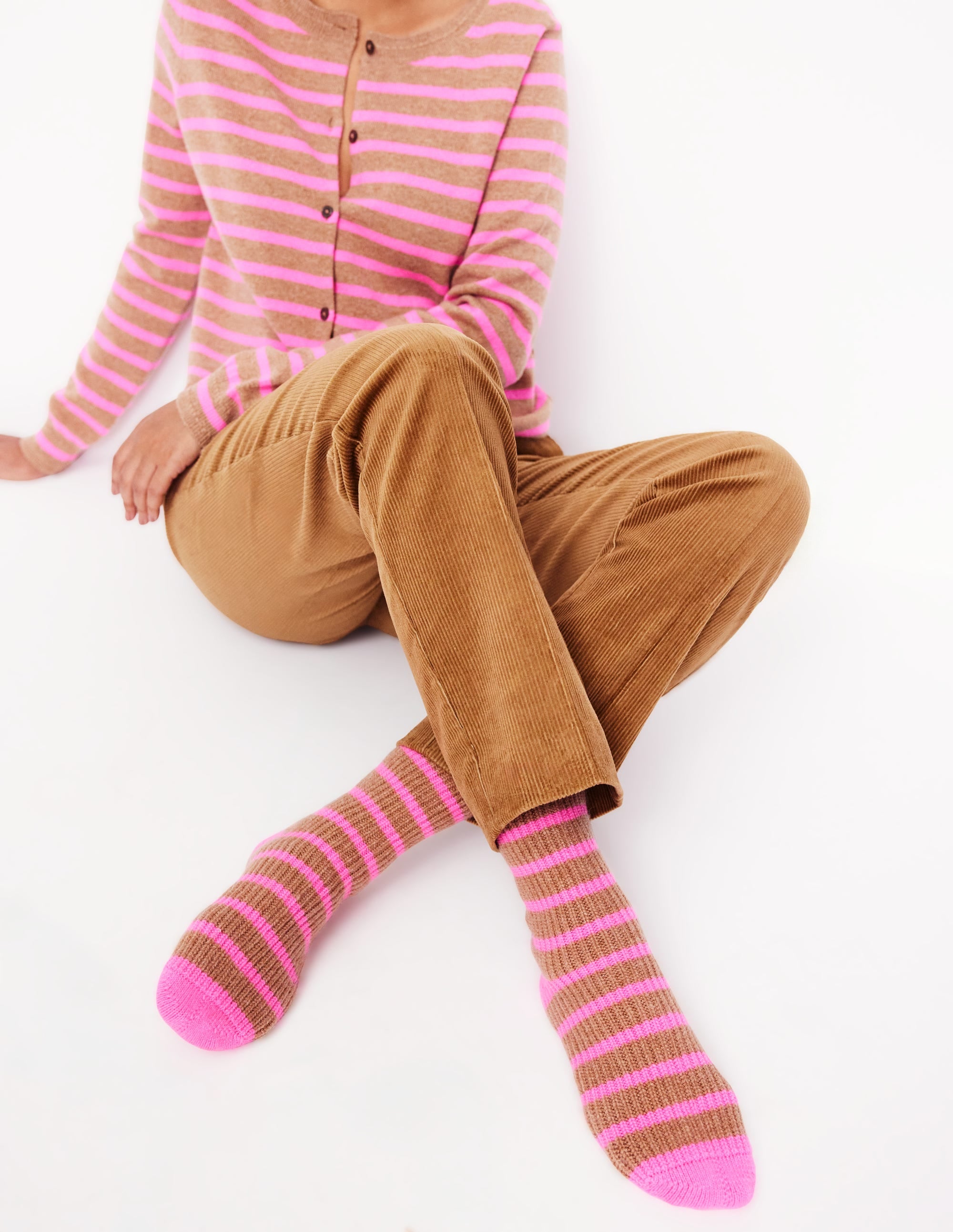 Cashmere Socks-Pink and Camel - Image 1