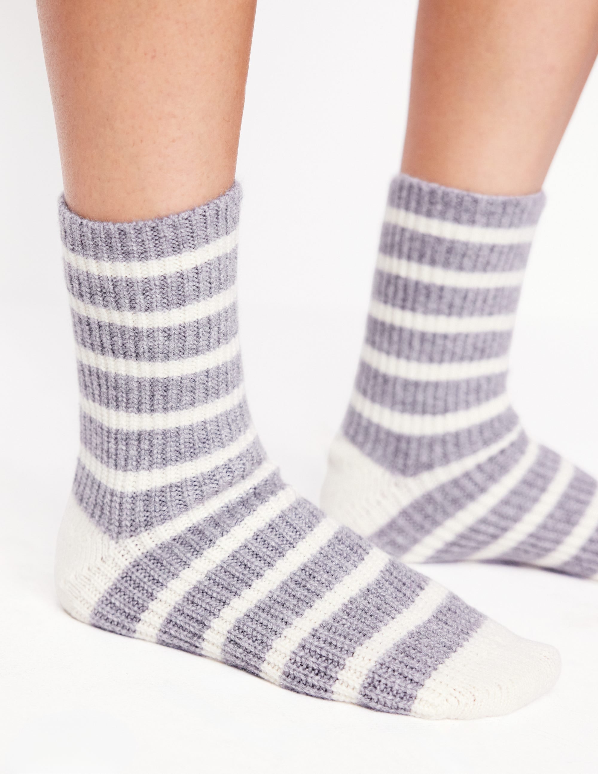 Cashmere Socks-Grey and Ivory - Image 1
