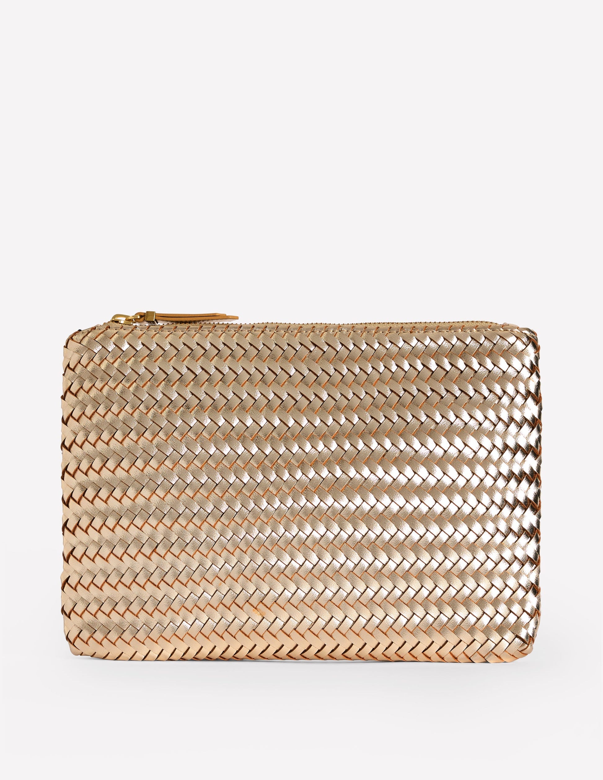 Woven Metallic Pouch-Gold-2