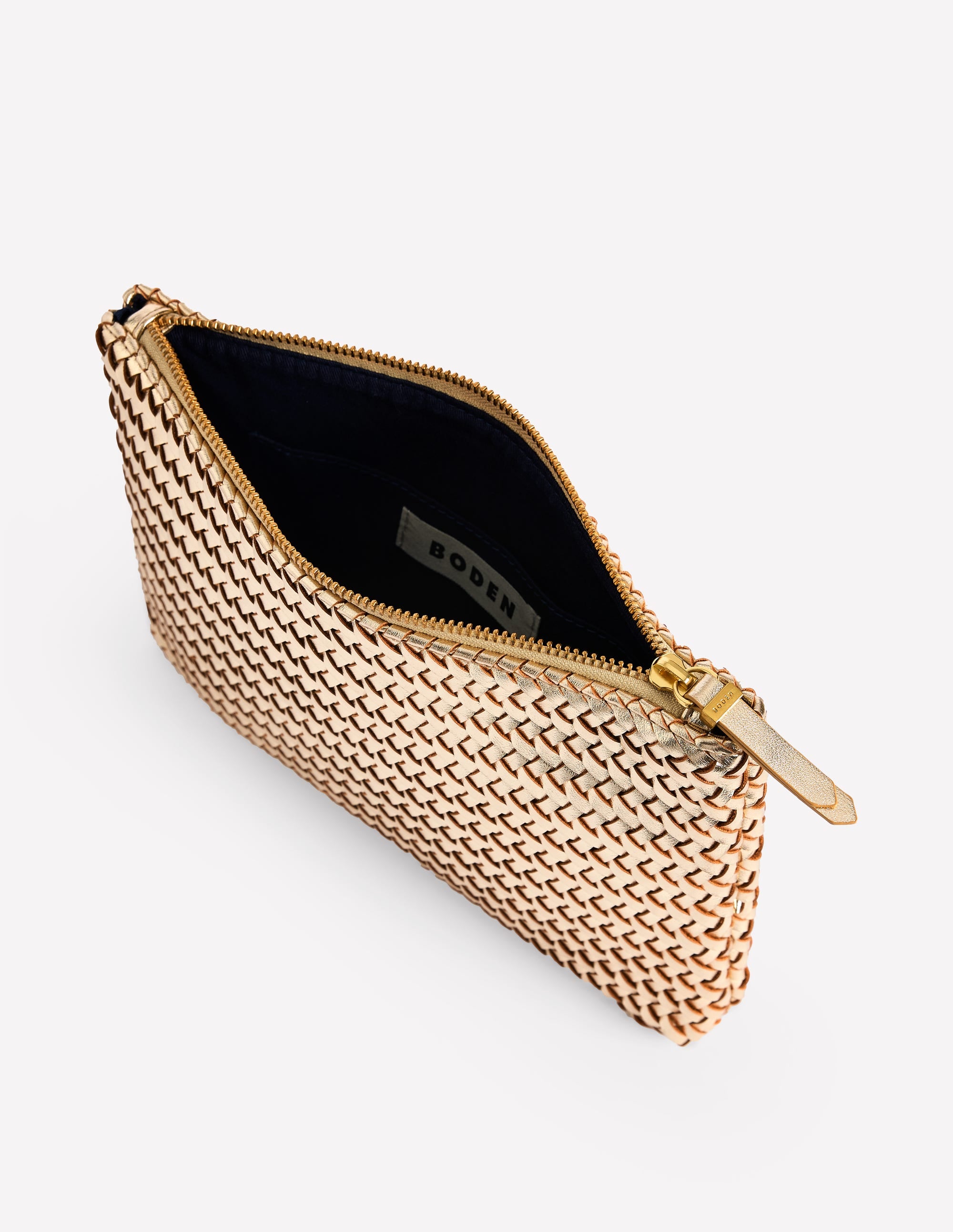 Woven Metallic Pouch-Gold - Image 4