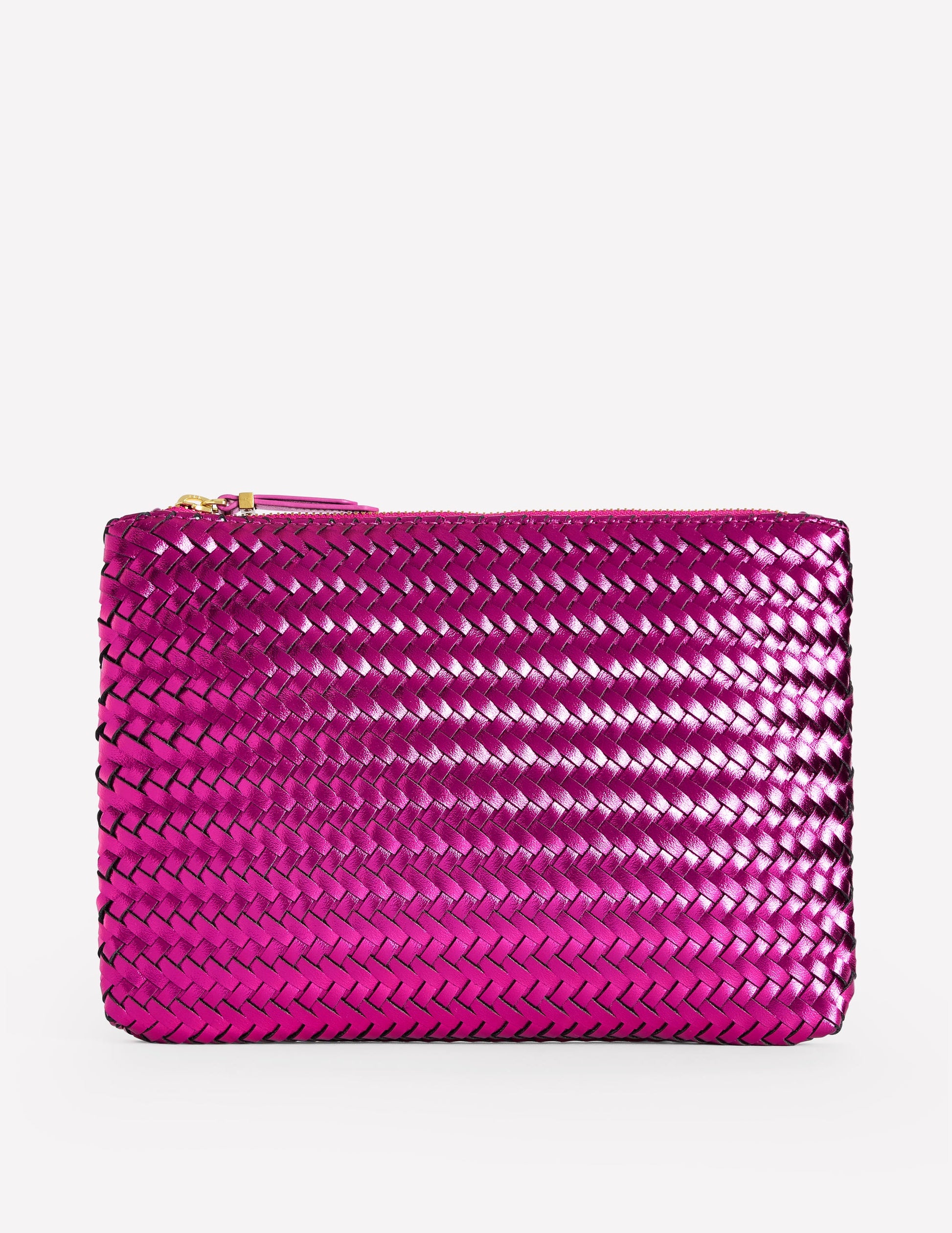 Woven Metallic Pouch-Pink Metallic-2