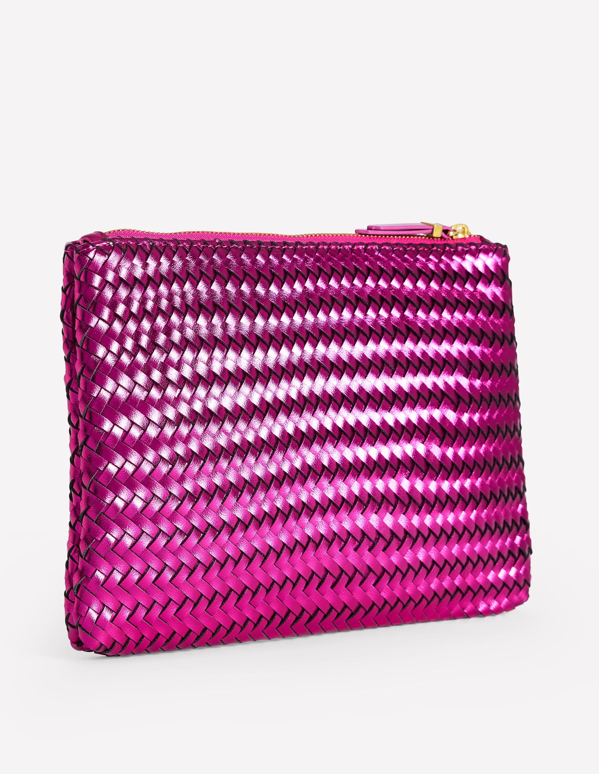 Woven Metallic Pouch-Pink Metallic-3