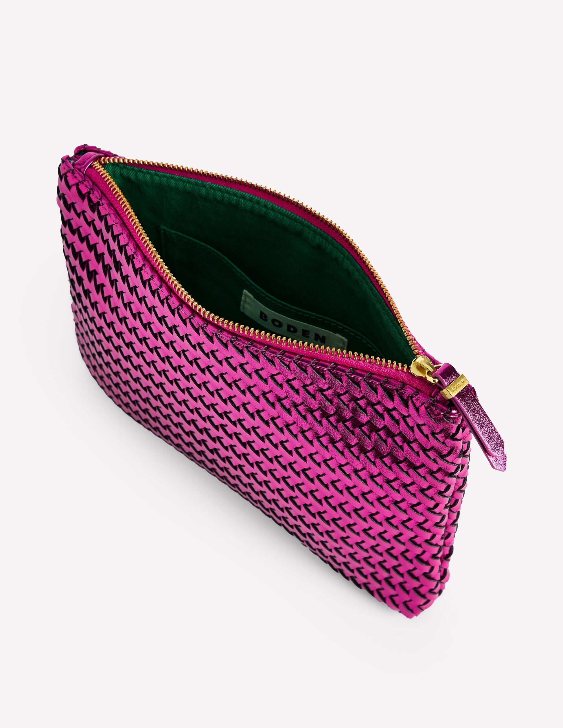 Woven Metallic Pouch-Pink Metallic-4