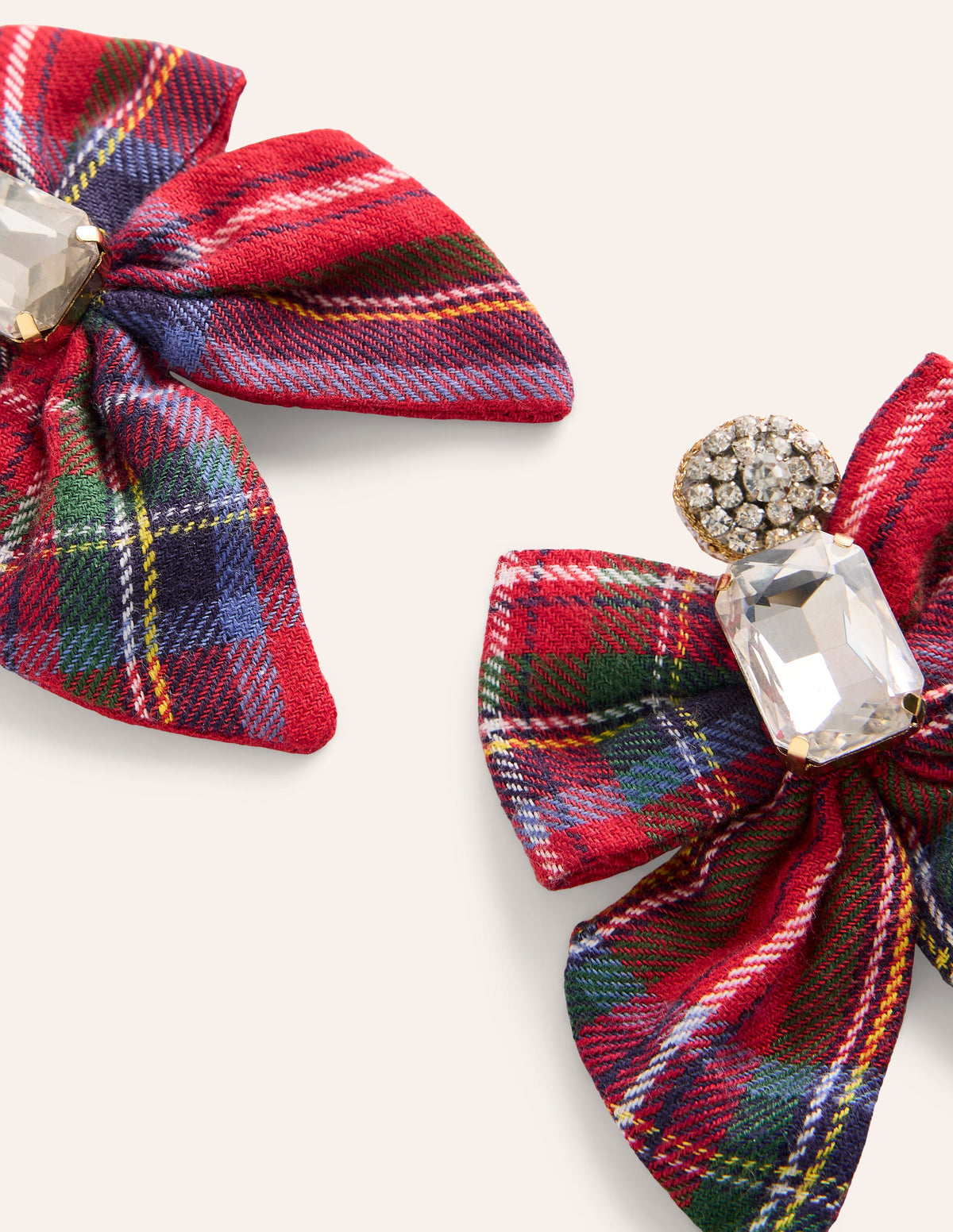 Novelty Bow Earrings-Red and Blue Check - Image 3