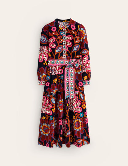 Alba Cord Maxi Dress-French Navy, Cosmic Meadow