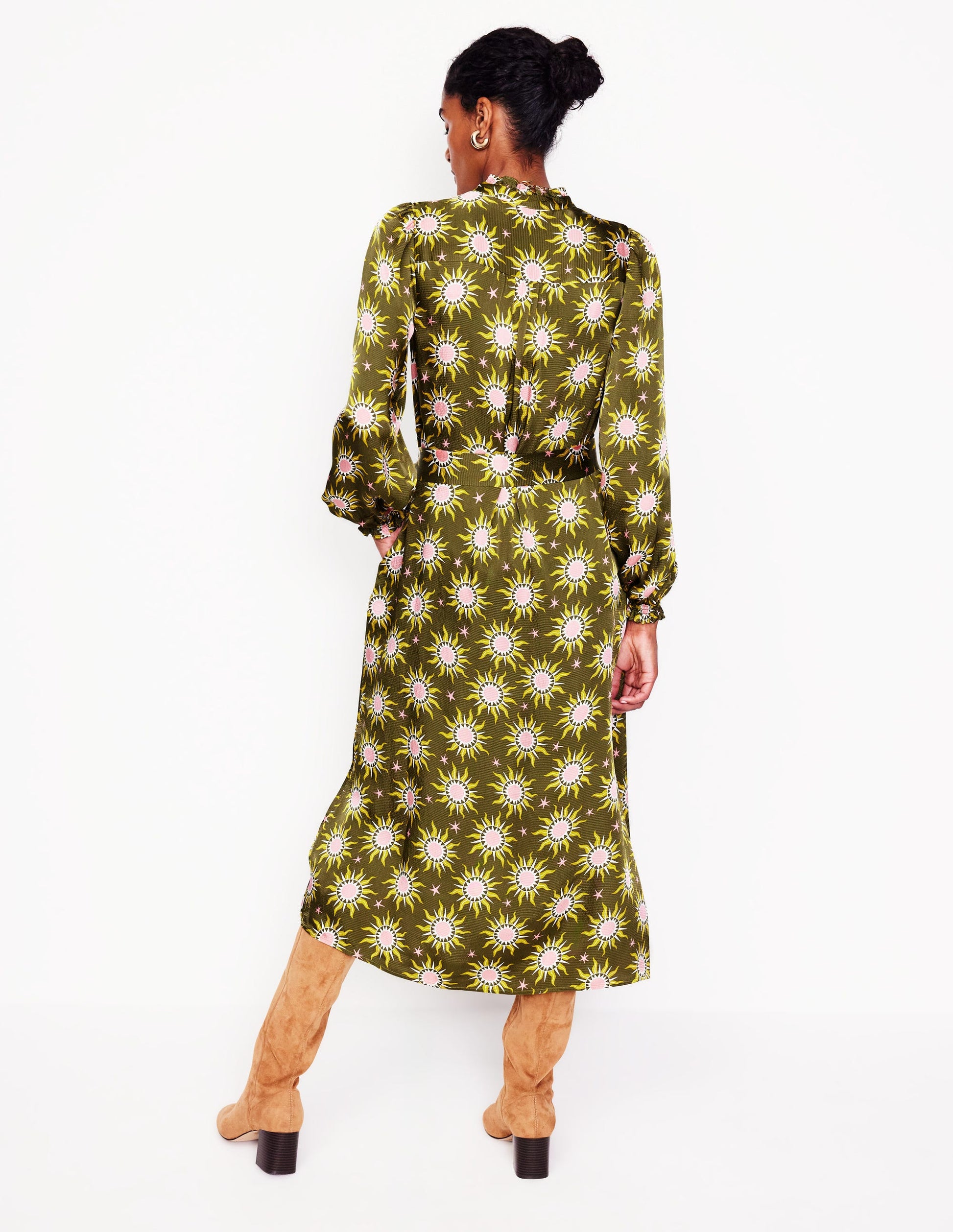 Jasmine Satin Midi Dress-Winter Moss, Celestial-3