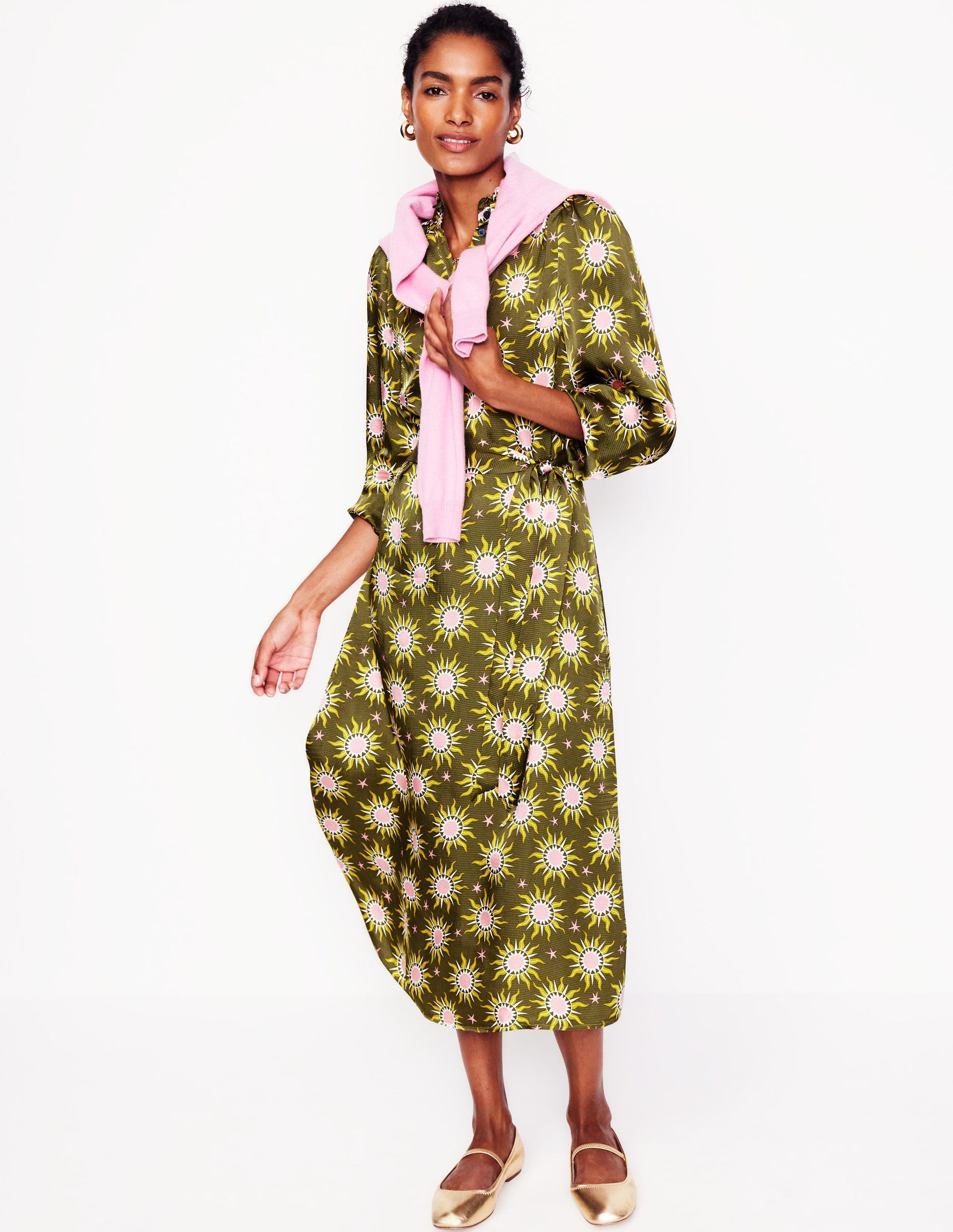 Jasmine Satin Midi Dress-Winter Moss, Celestial-5