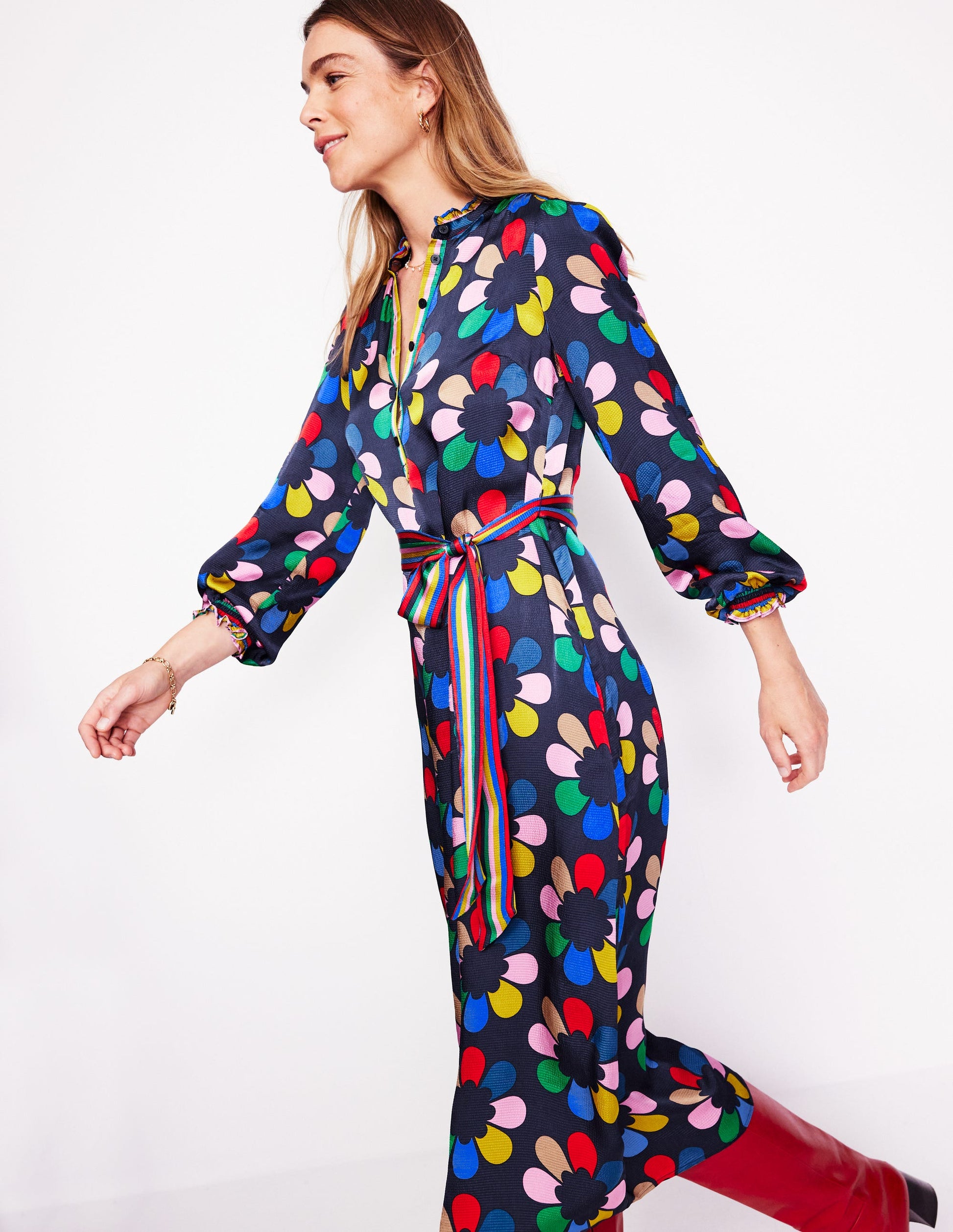 Jasmine Satin Midi Dress-Multi, Structured Petal-1
