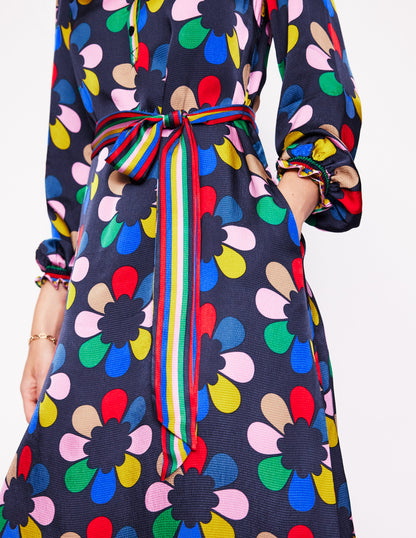 Jasmine Satin Midi Dress-Multi, Structured Petal-2