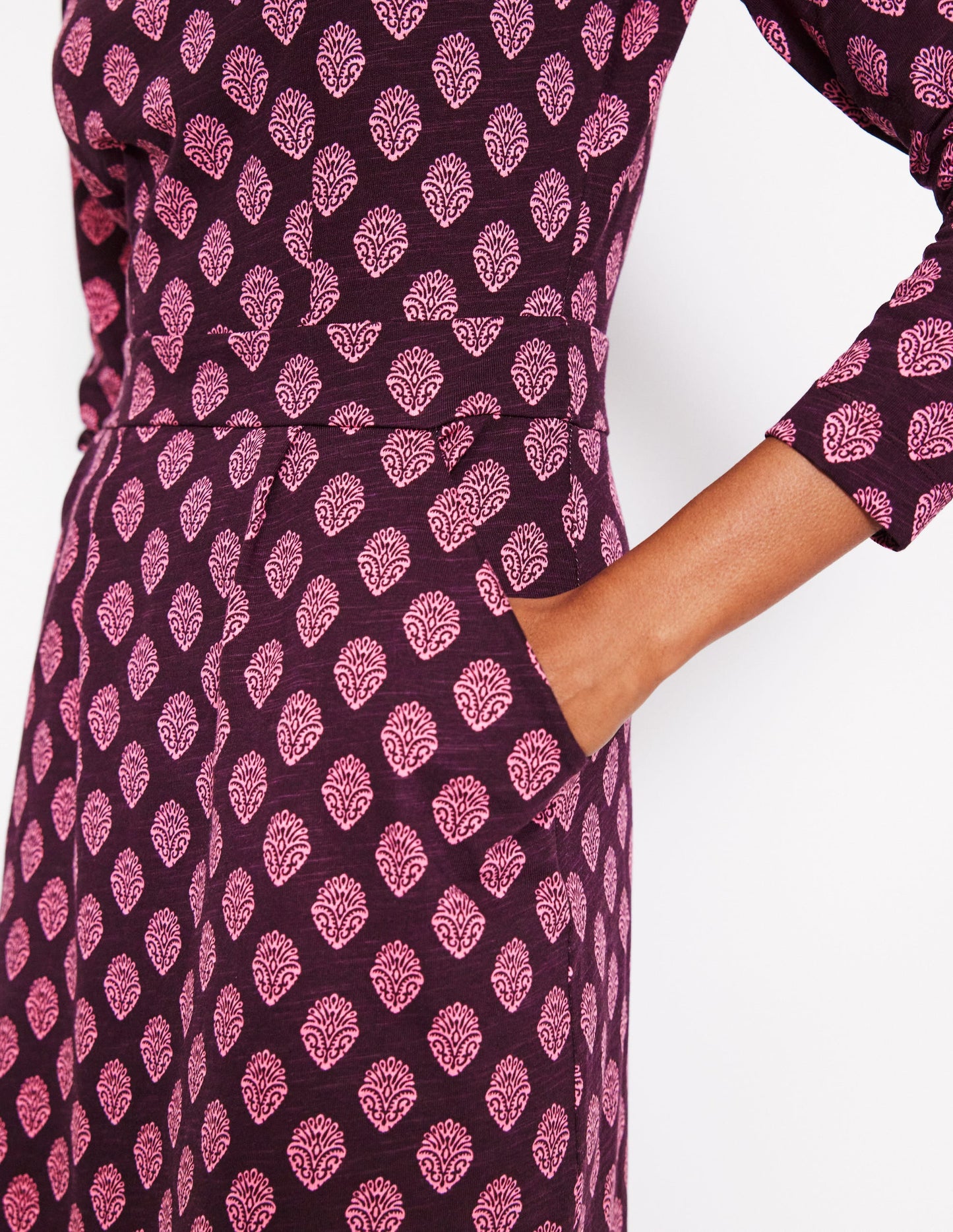 Florrie Long Sleeve Dress-Fig, Ornate Stamp