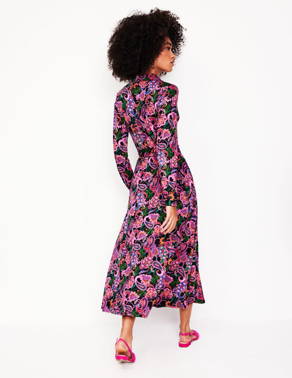 Marcia Jersey Midi Shirt Dress-Multi, Botanical Paisley