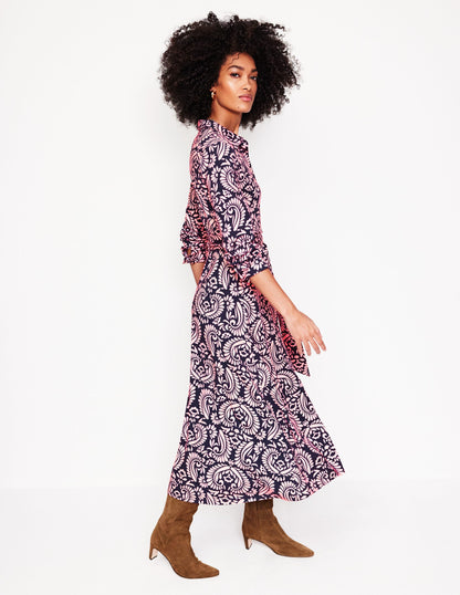 Marcia Jersey Midi Shirt Dress -Milkshake, Decorative Flora