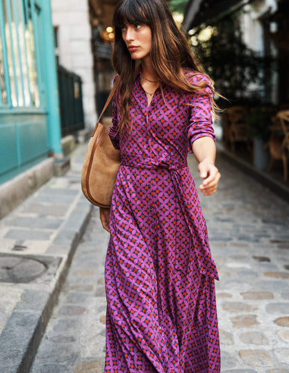 Marcia Jersey Midi Shirt Dress -Regal Purple, Diamond Terrace