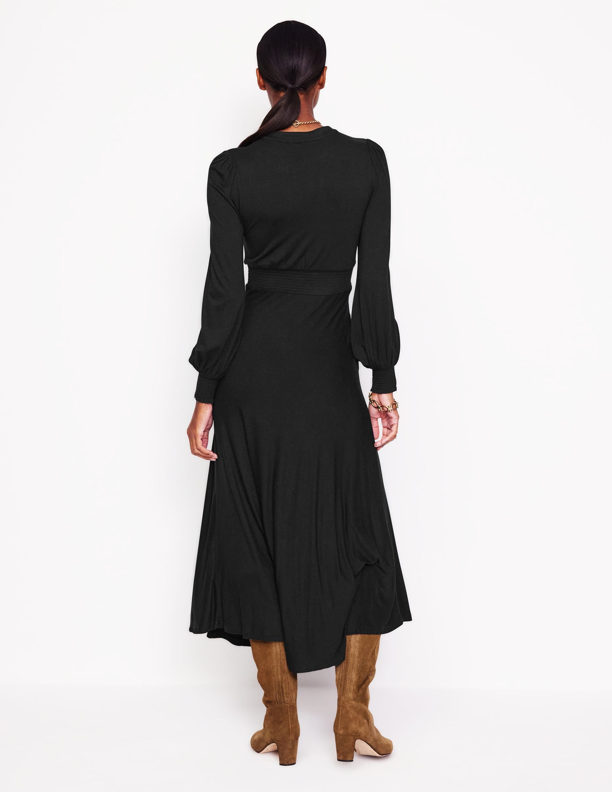 Georgia Jersey Midi Dress-Black - Image 3