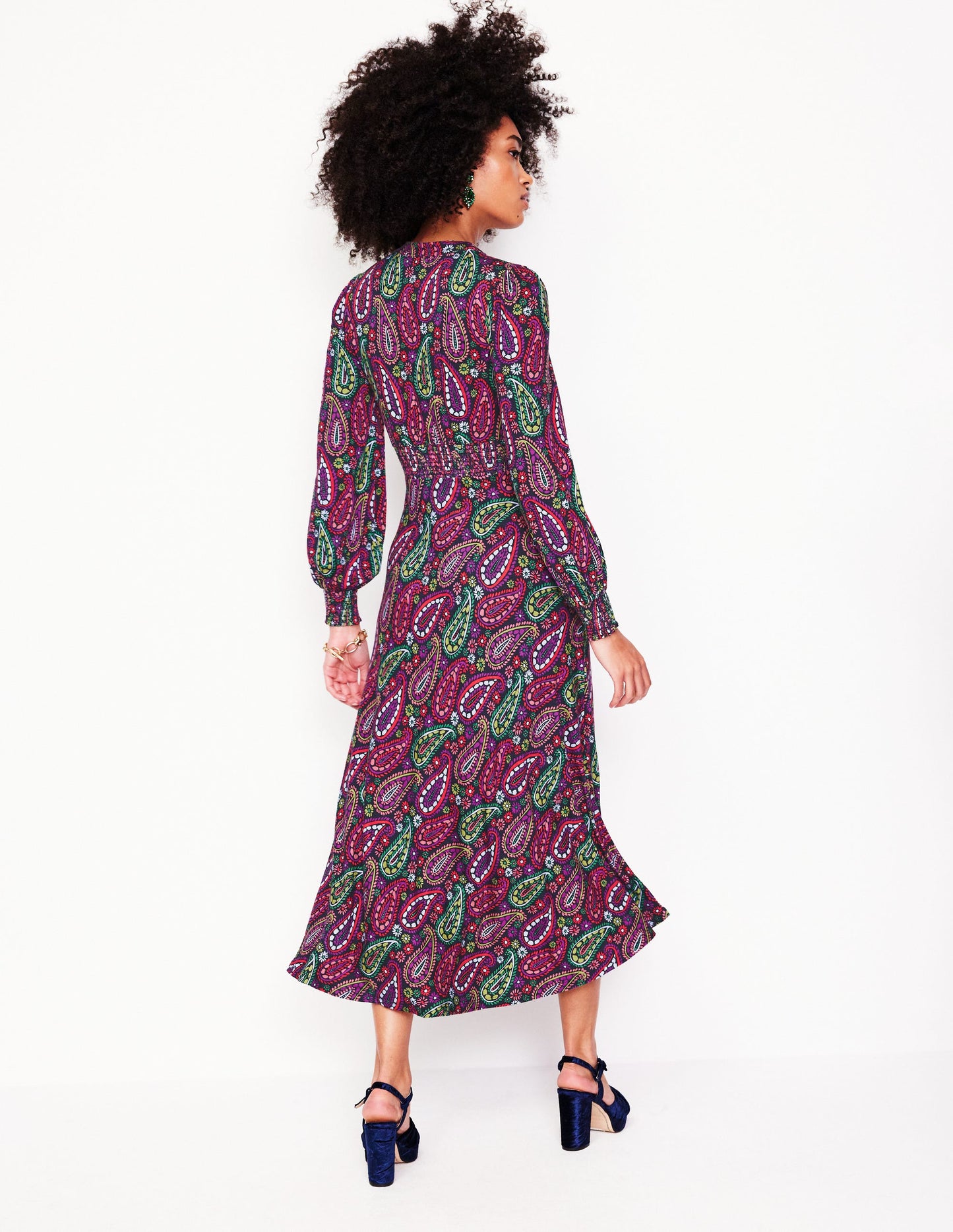 Ivy Smocked Midi Dress-Multi, Illustrated Paisley