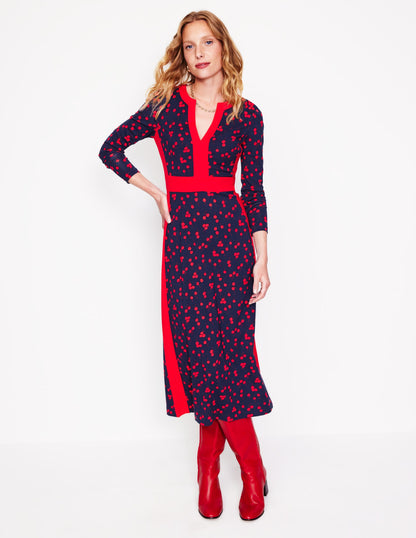 Catherine Ponte Midi Dress-Rouge, Fall Sprig-4