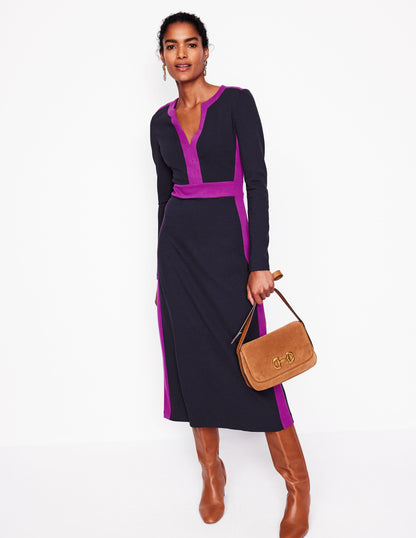 Catherine Ponte Midi Dress-Navy-1