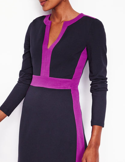 Catherine Ponte Midi Dress-Navy-2