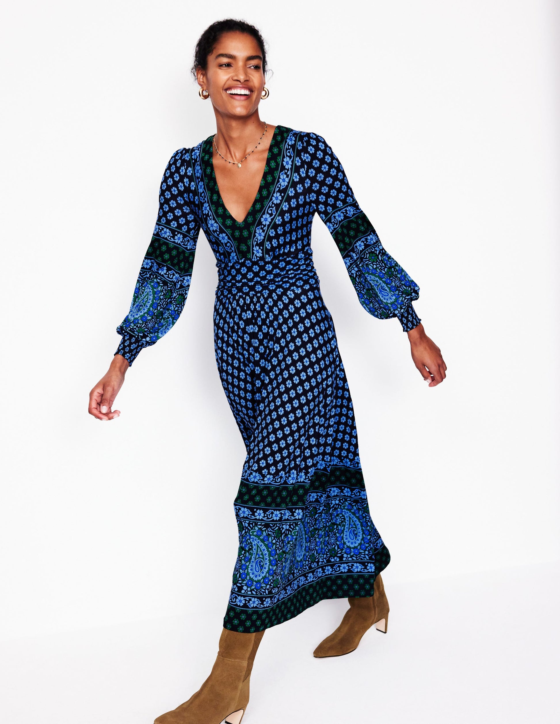 Mini Boden Boden Hotchpotch Daphne Jersey Maxi Dress-Dawn Blue, Paisley Posy Boden Global Mini Boden Boden Hotchpotch Daphne Jersey Maxi Dress-Dawn Blue, Paisley Posy Boden Global