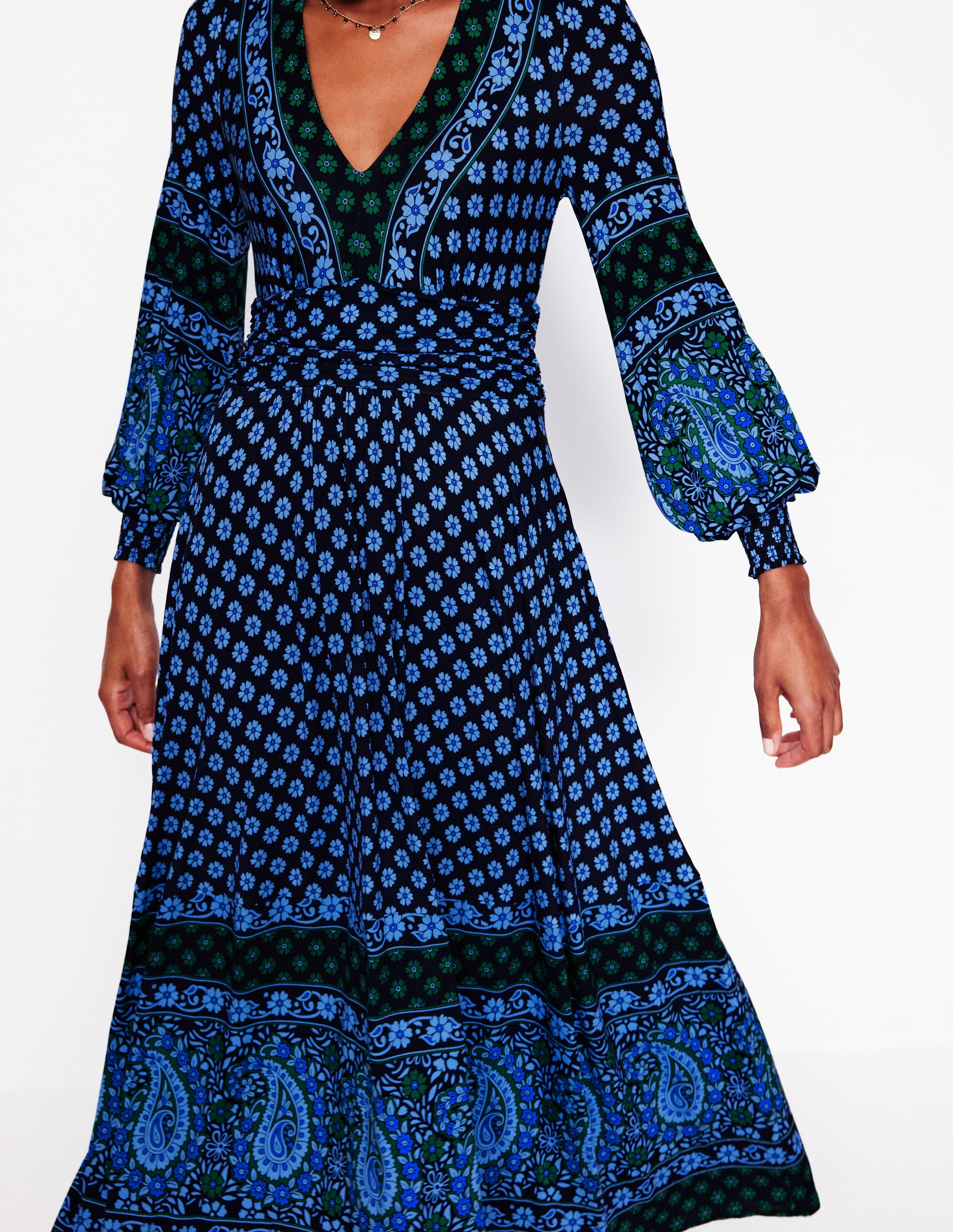 Daphne Jersey Maxi Dress-Dawn Blue, Paisley Posy - Image 2