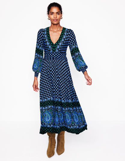 Daphne Jersey Maxi Dress -Dawn Blue, Paisley Posy