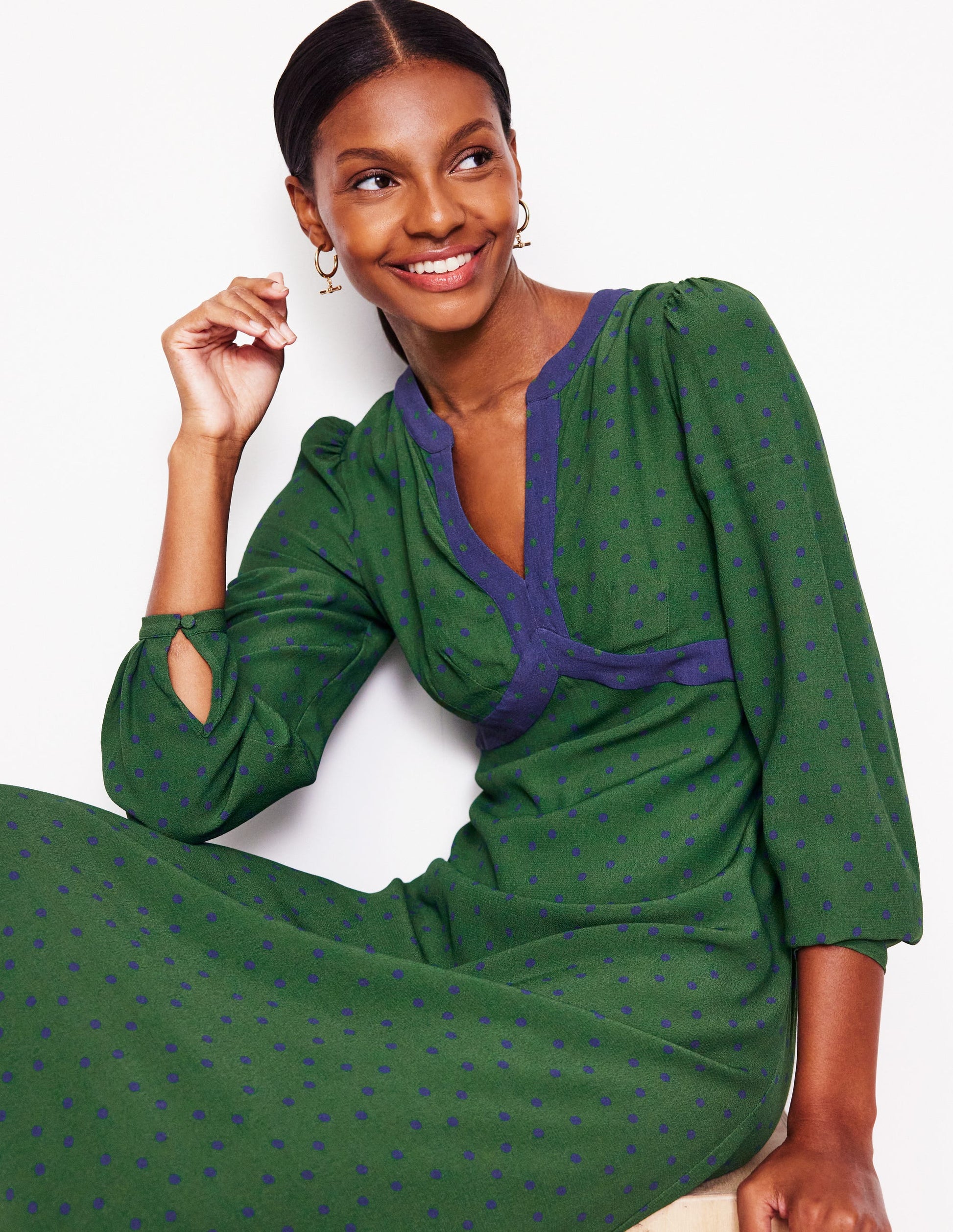 Imelda Border Print Midi Dress-Eden, Sparse Spot-4