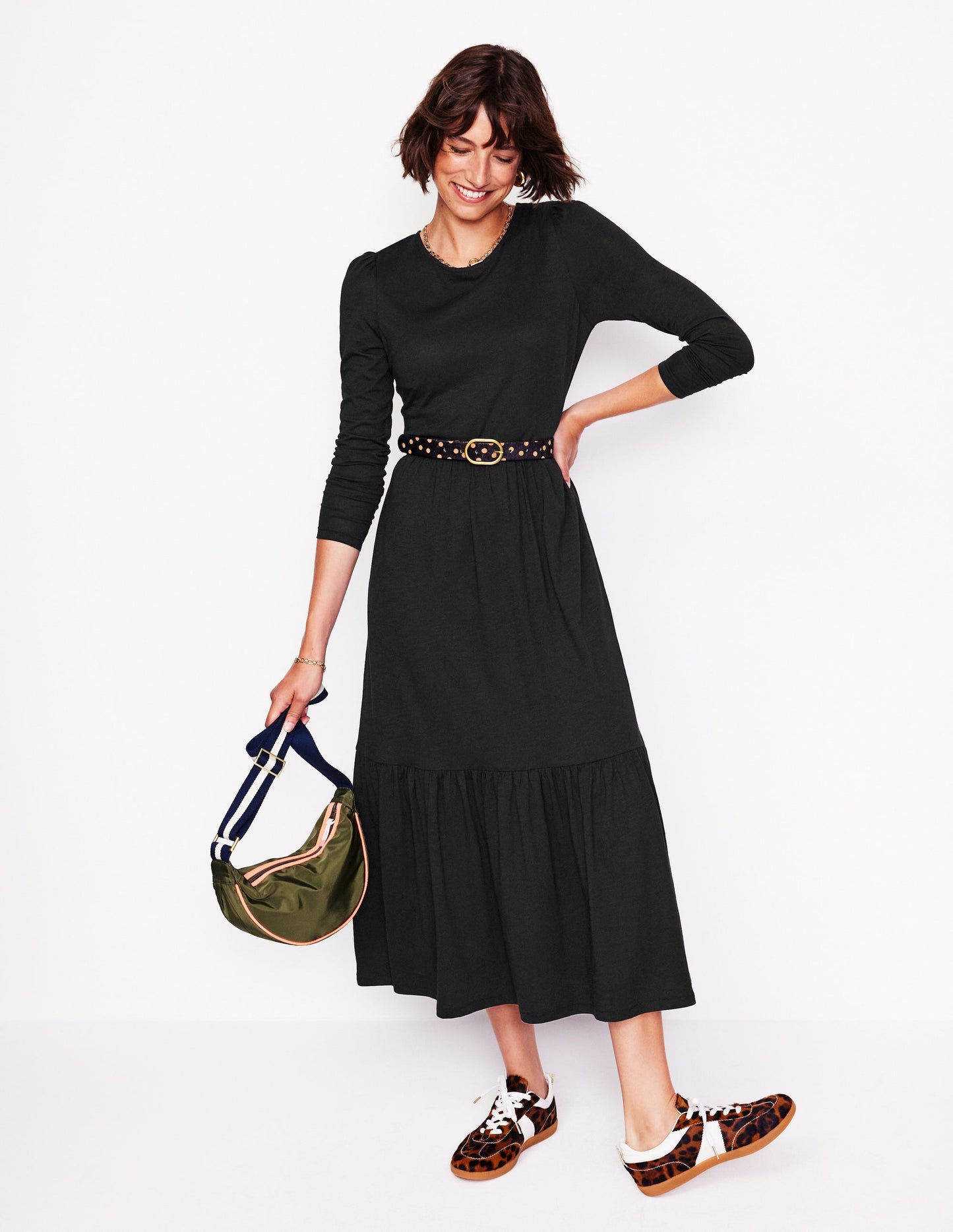 Emma Long Sleeve Jersey Dress-Black