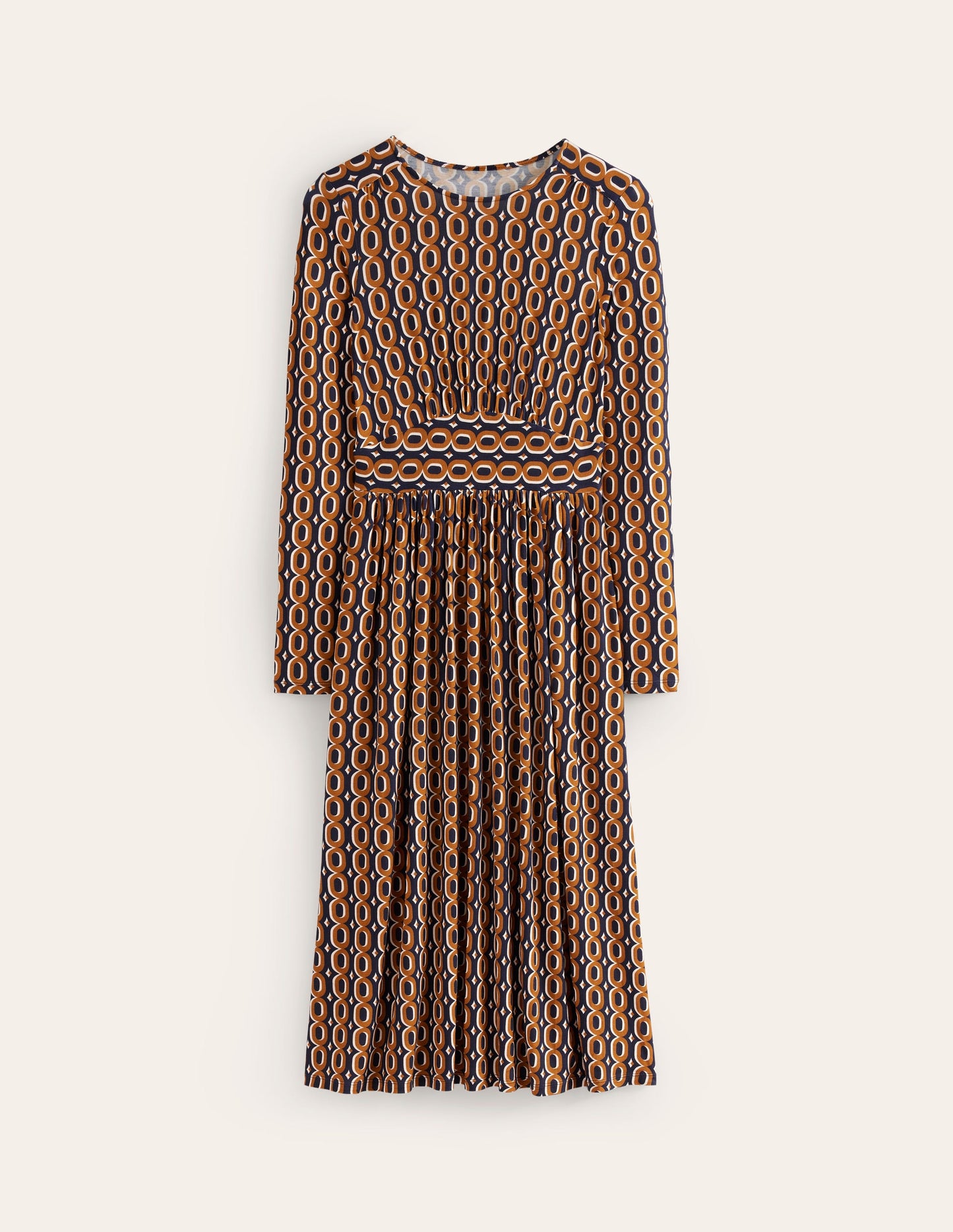 Thea Long Sleeve Jersey Dress-Ochre, Chain