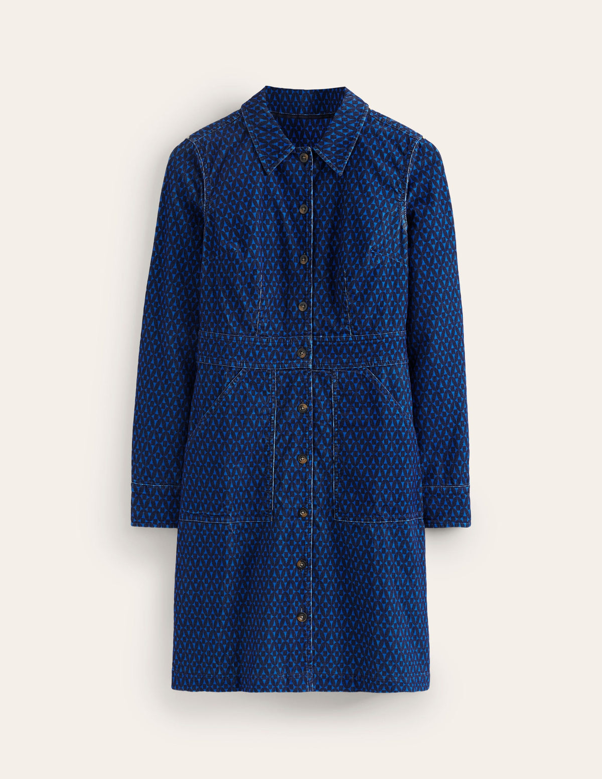 Flora Cord Shirt Dress-Blue, Diamond Trellis - Image 5
