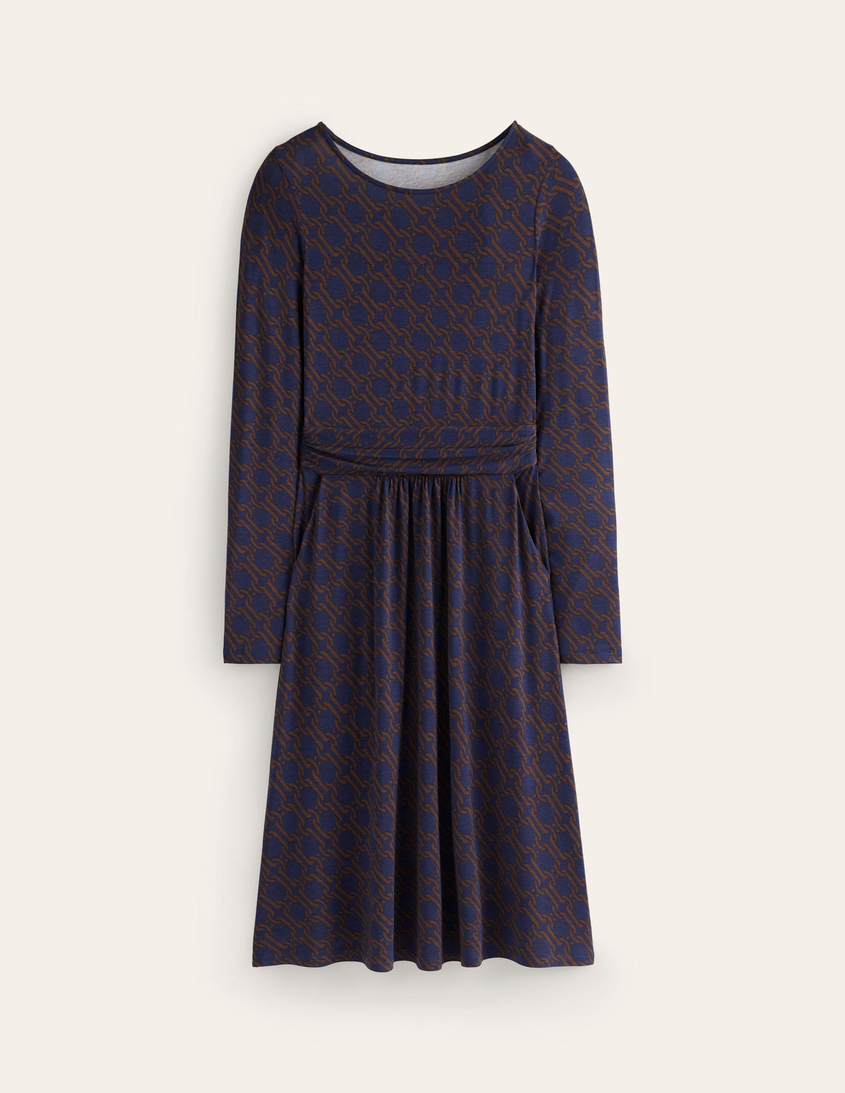 Amelie Long Sleeve Dress-Raw Umber, Chain Geo - Image 5