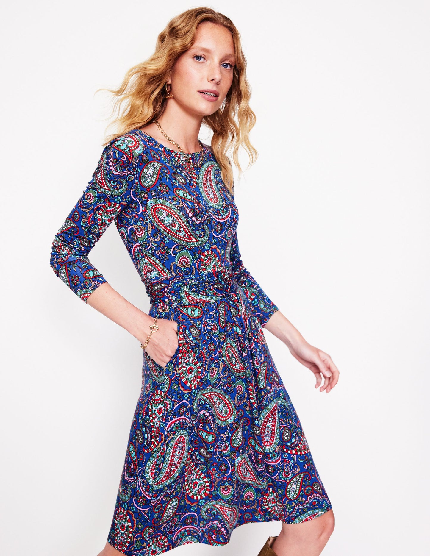 Amelie Long Sleeve Dress-Blue Jay, Paisley Paradise