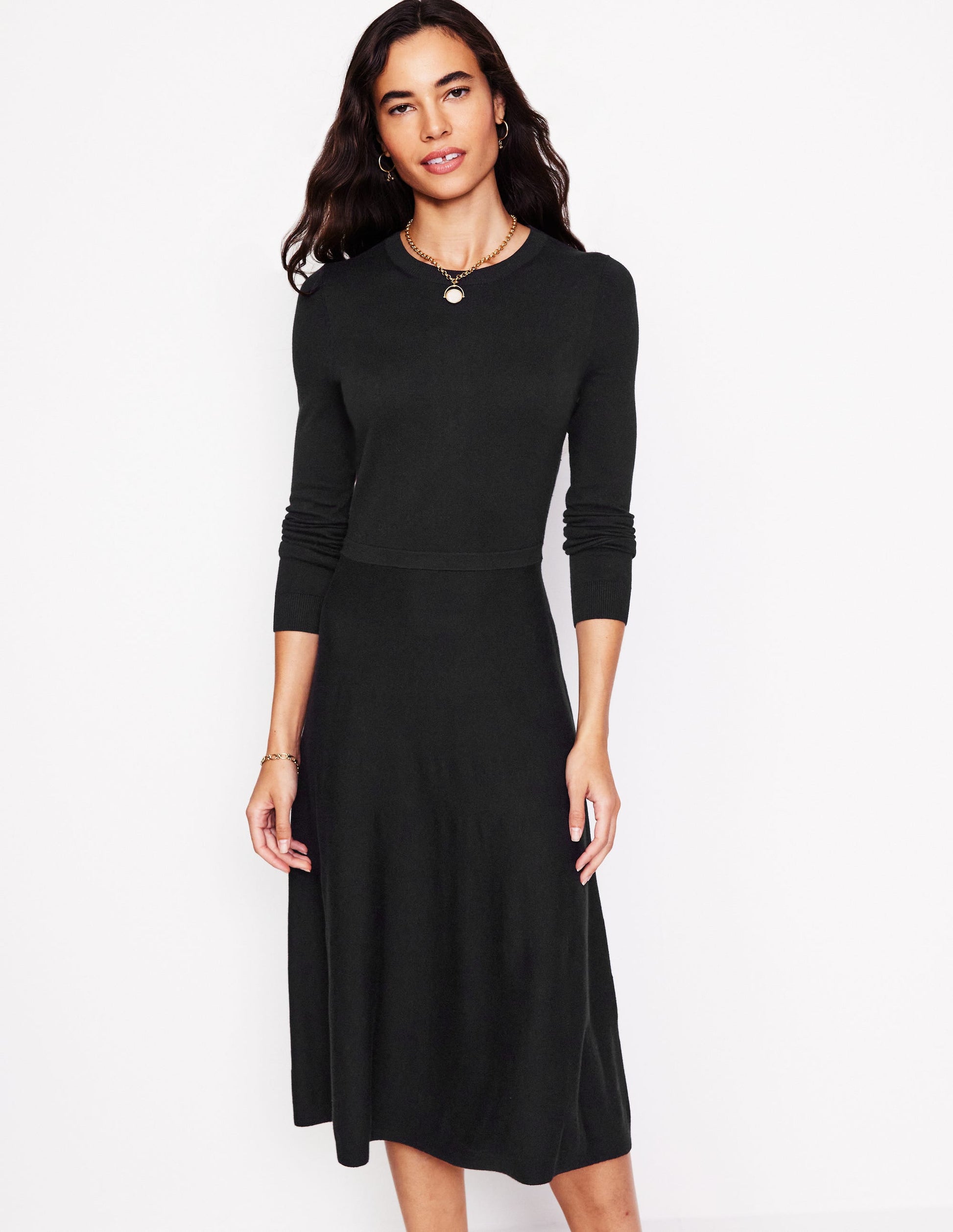 Maria Knitted Midi Dress-Black-1