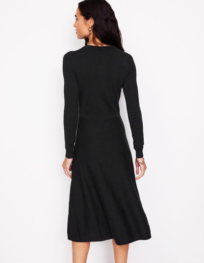 Maria Knitted Midi Dress-Black-3