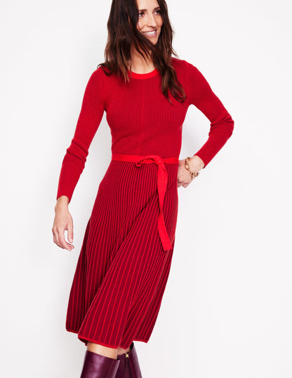 Lola Knitted Midi Dress-Rouge, Cherry Plated-1