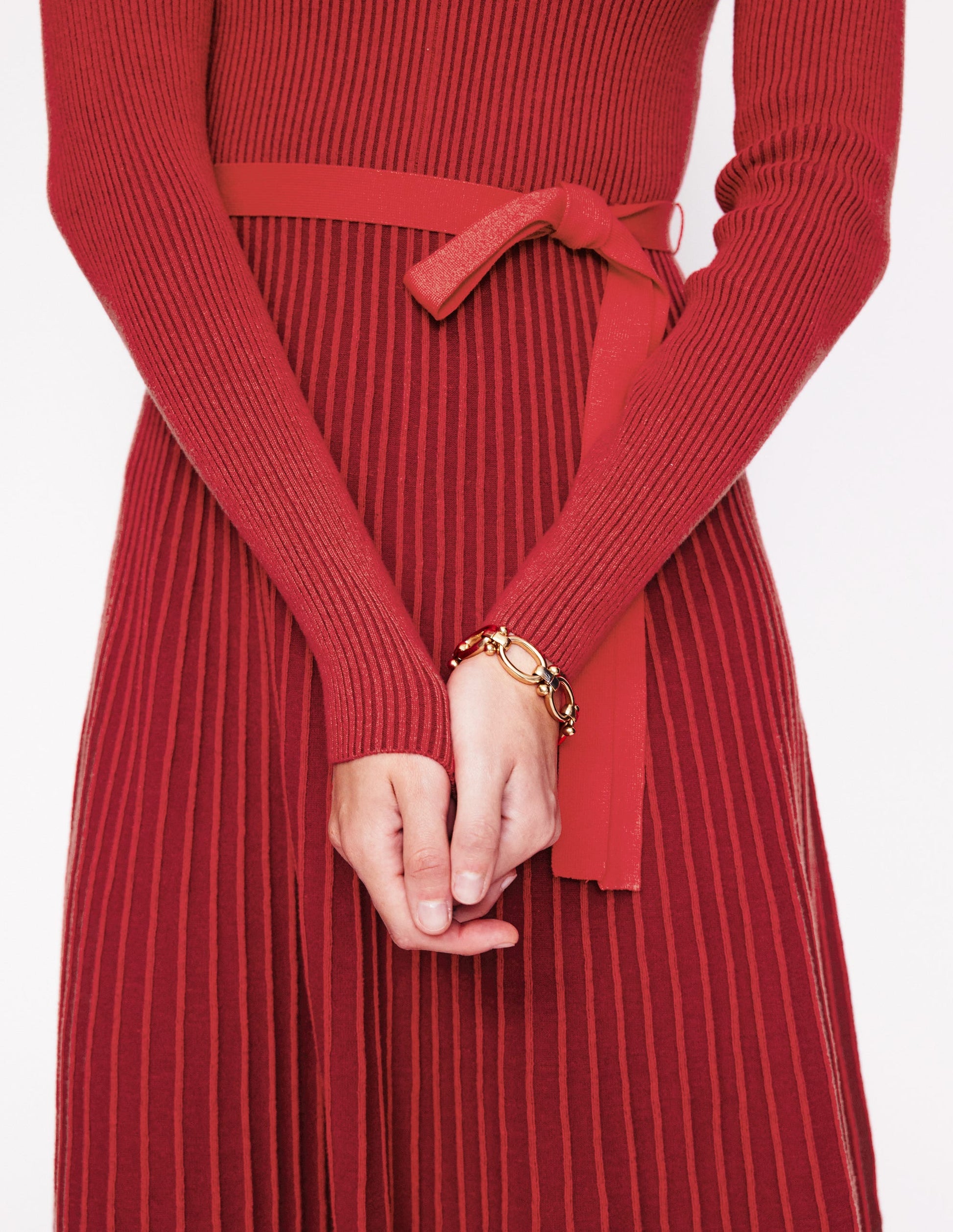 Lola Knitted Midi Dress-Rouge, Cherry Plated-2