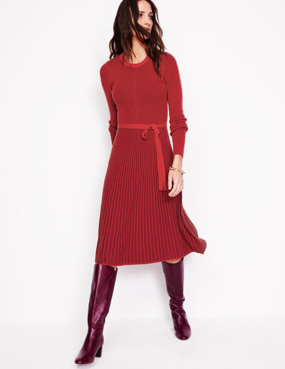 Lola Knitted Midi Dress-Rouge, Cherry Plated-4