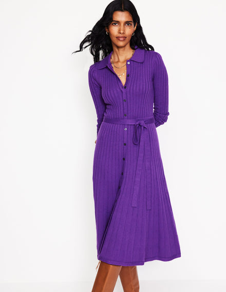 Rachel Knitted Shirt Dress-Amethyst