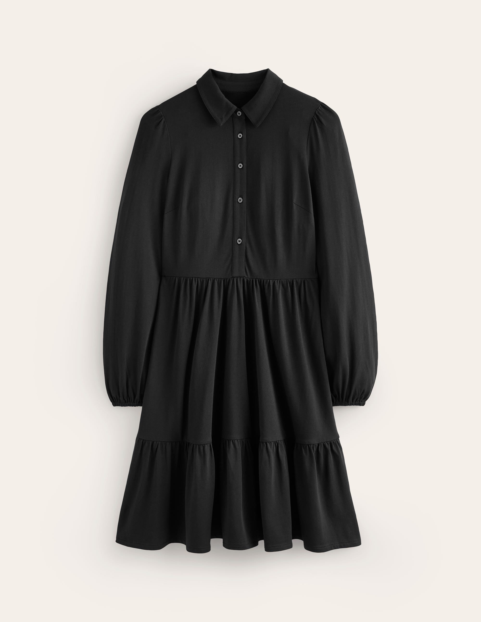 Jemima Tiered Jersey Dress-Black - Image 5