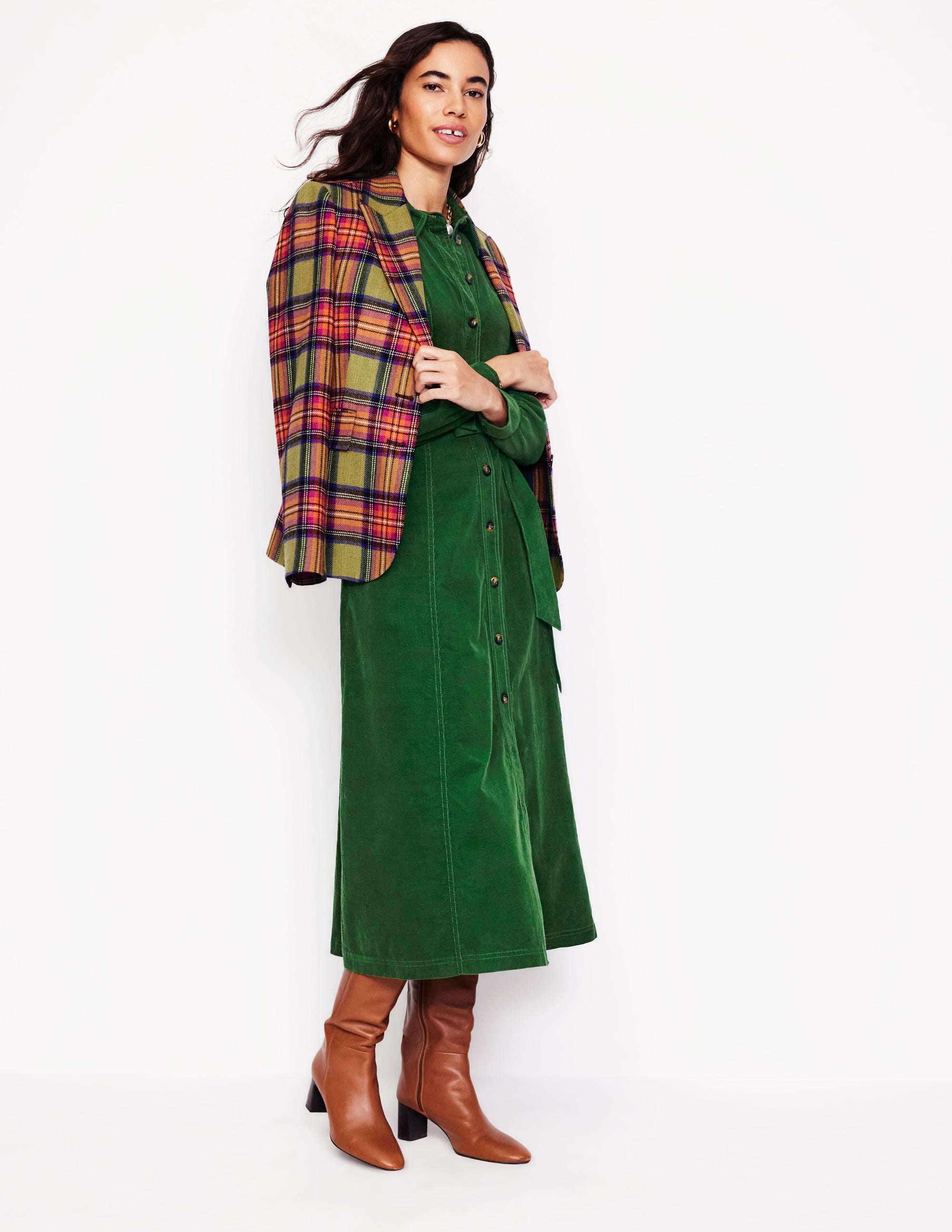 Aubrey Cord Midi Shirt Dress-Eden - Image 4