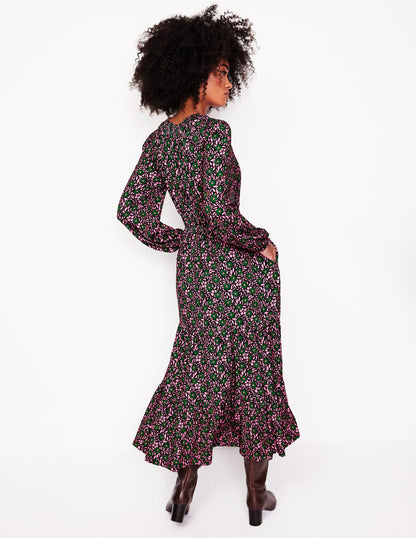 Smock Tiered Jersey Midi Dress-Sherbet, Foliage Cluster-3