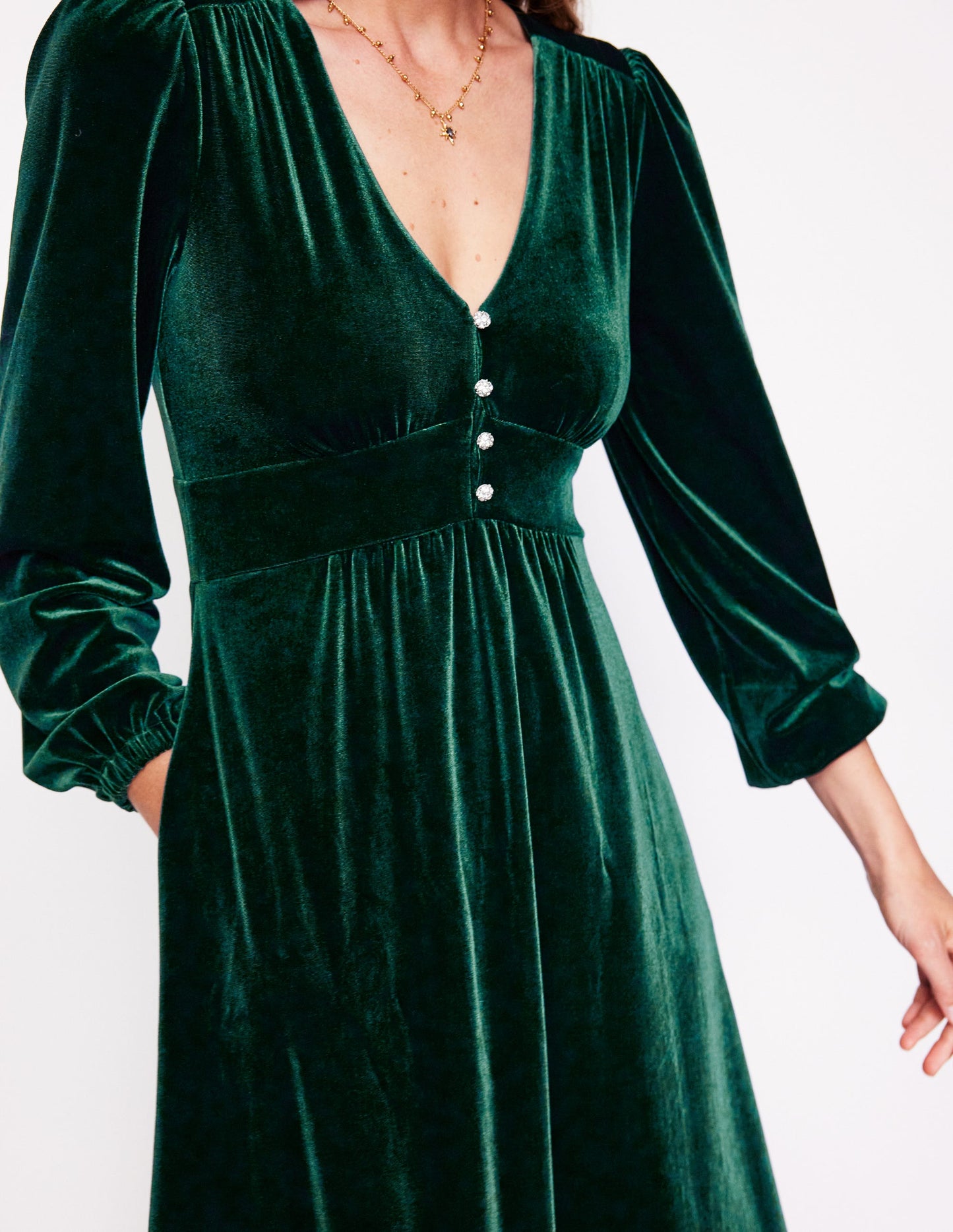 Jocelyn Velvet Tea Dress-Pine