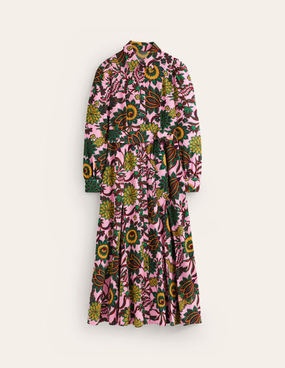 Martha Godet Maxi Shirt Dress-Mauve Mist, Ornate Bud