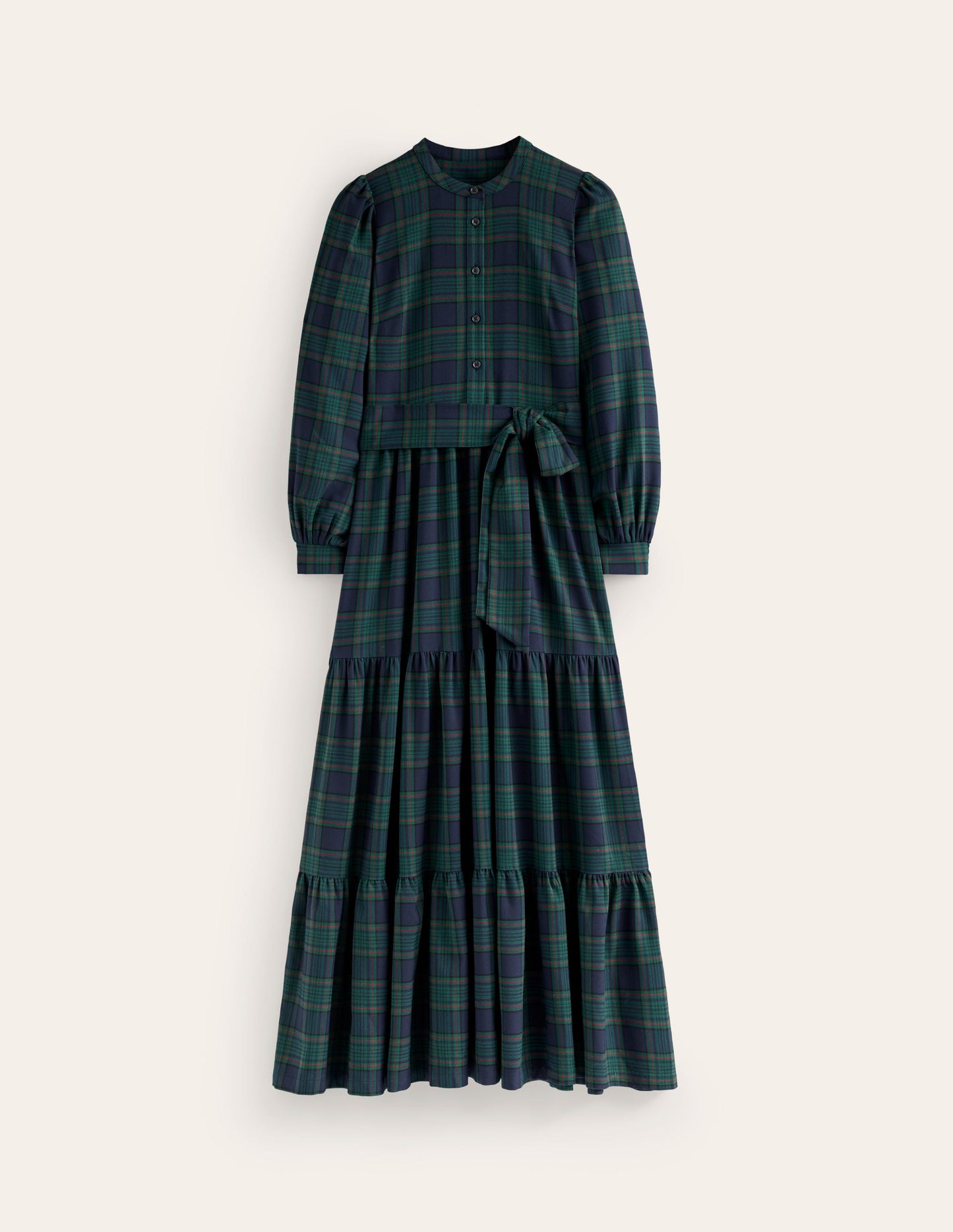 Alba Check Maxi Dress -Navy and Green Check