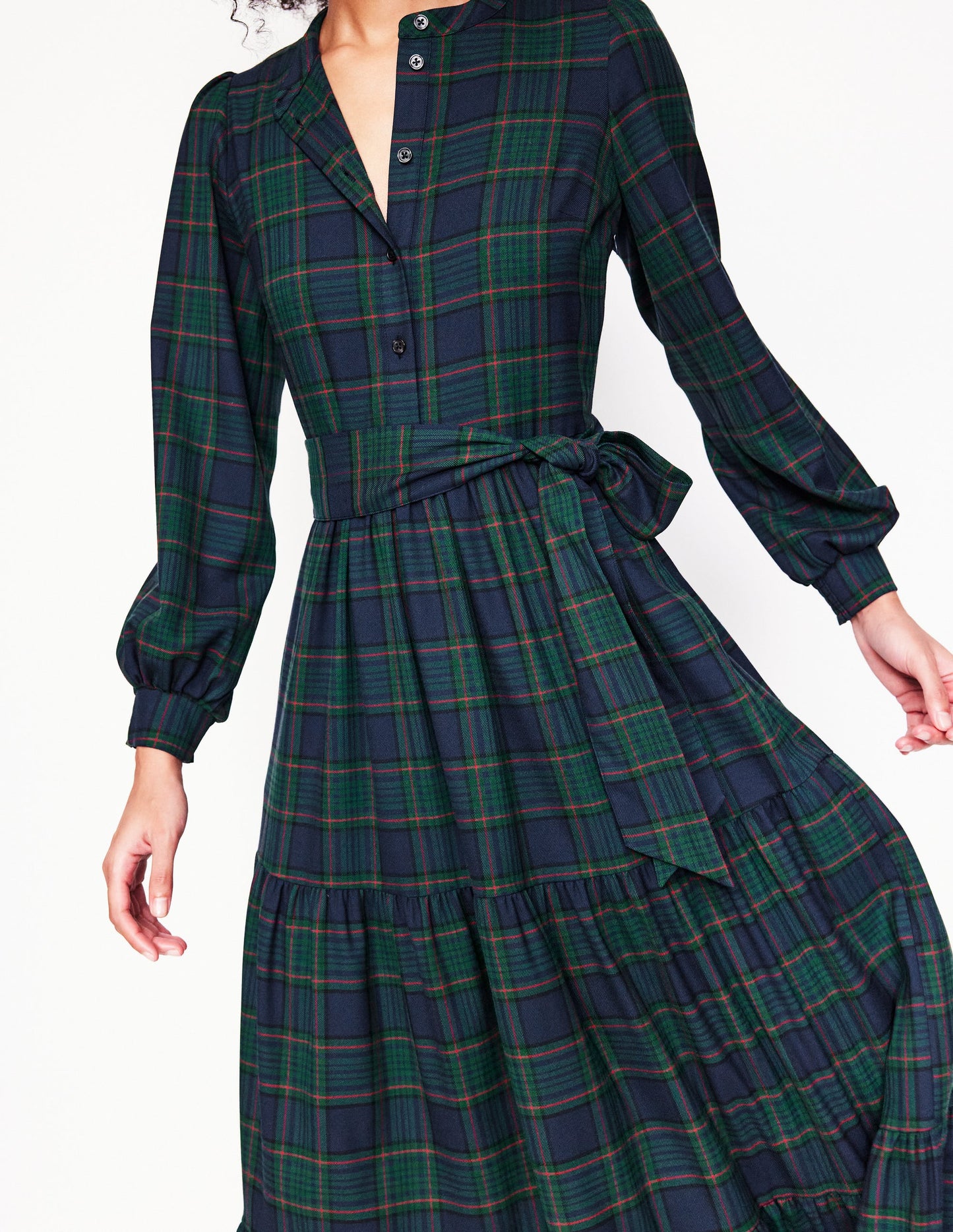 Alba Check Maxi Dress -Navy and Green Check