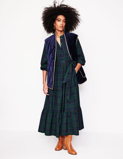 Alba Check Maxi Dress -Navy and Green Check